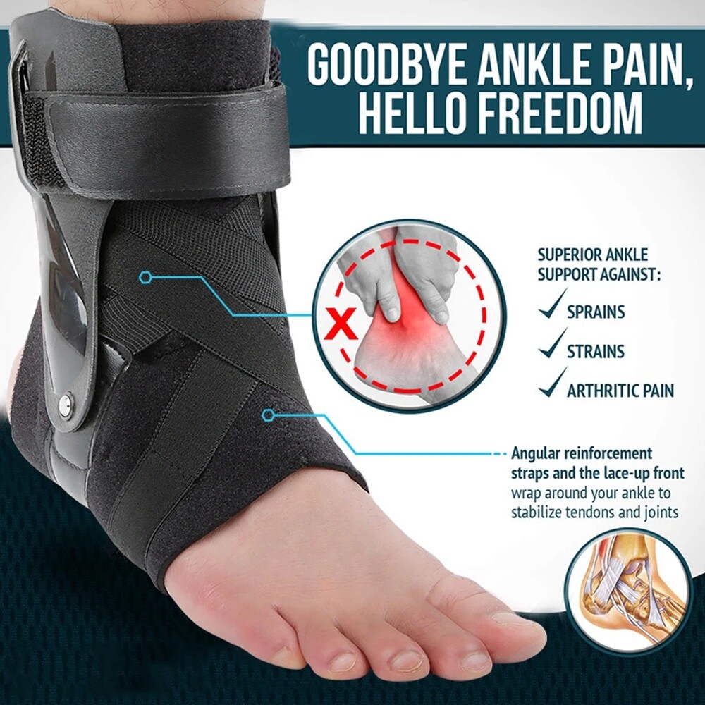 Black Ankle Brace Support Compression Stabilizer Pain Relief Foot Lace Up Belt