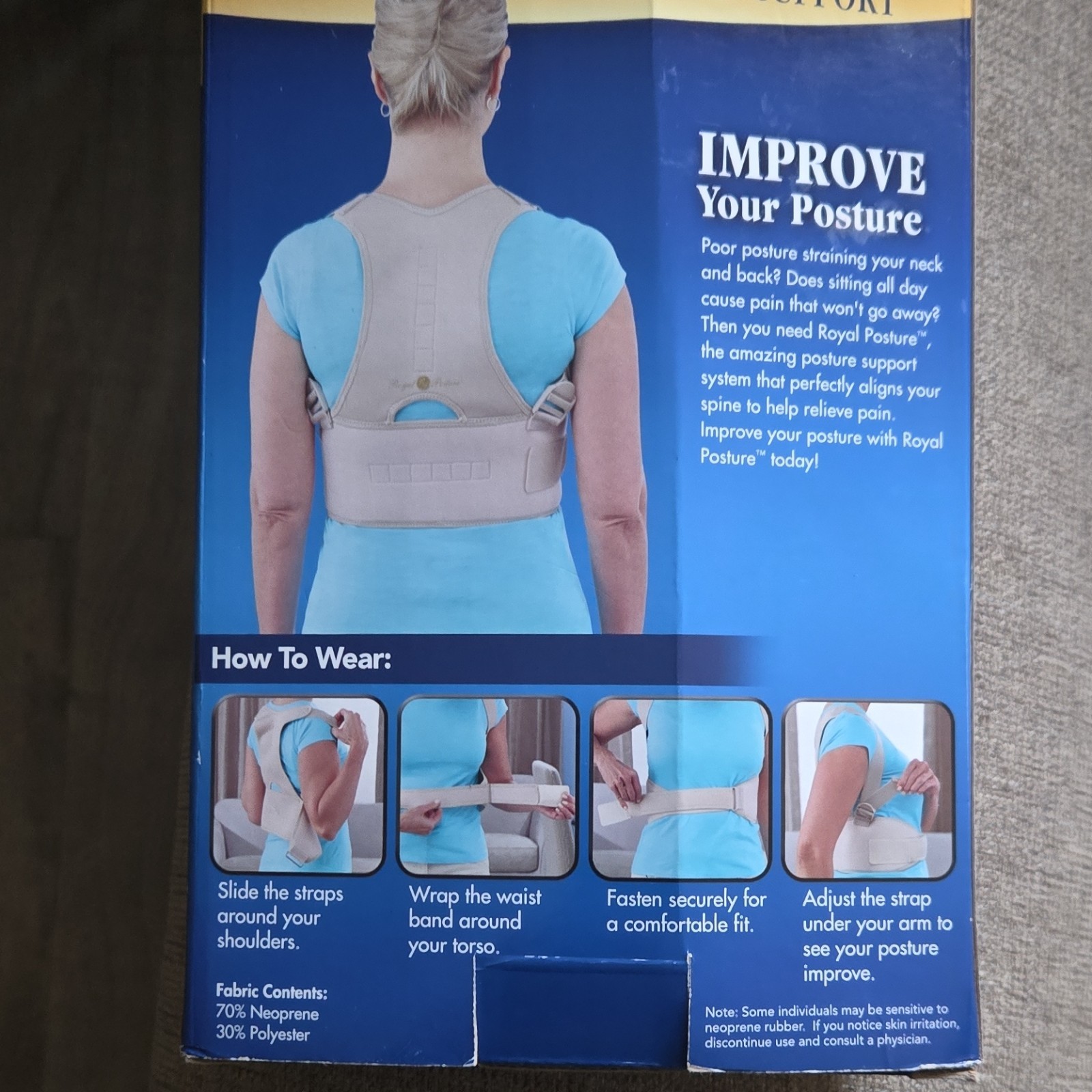 Royal Posture Adjustable Posture Corrector L/XL Beige Neoprene Back Shoulder
