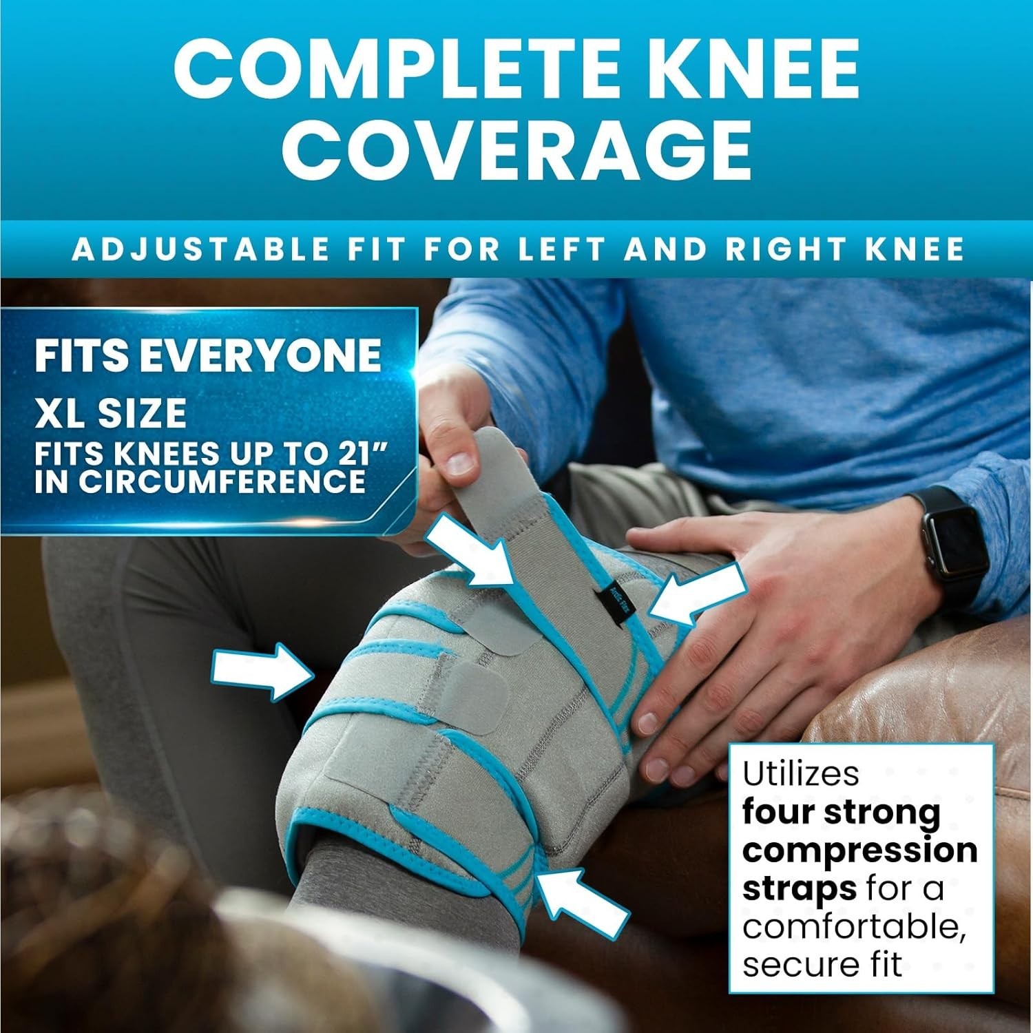 Knee Ice Pack Wrap – Cold/Hot Gel Compression Brace – Heat Support Strap for …