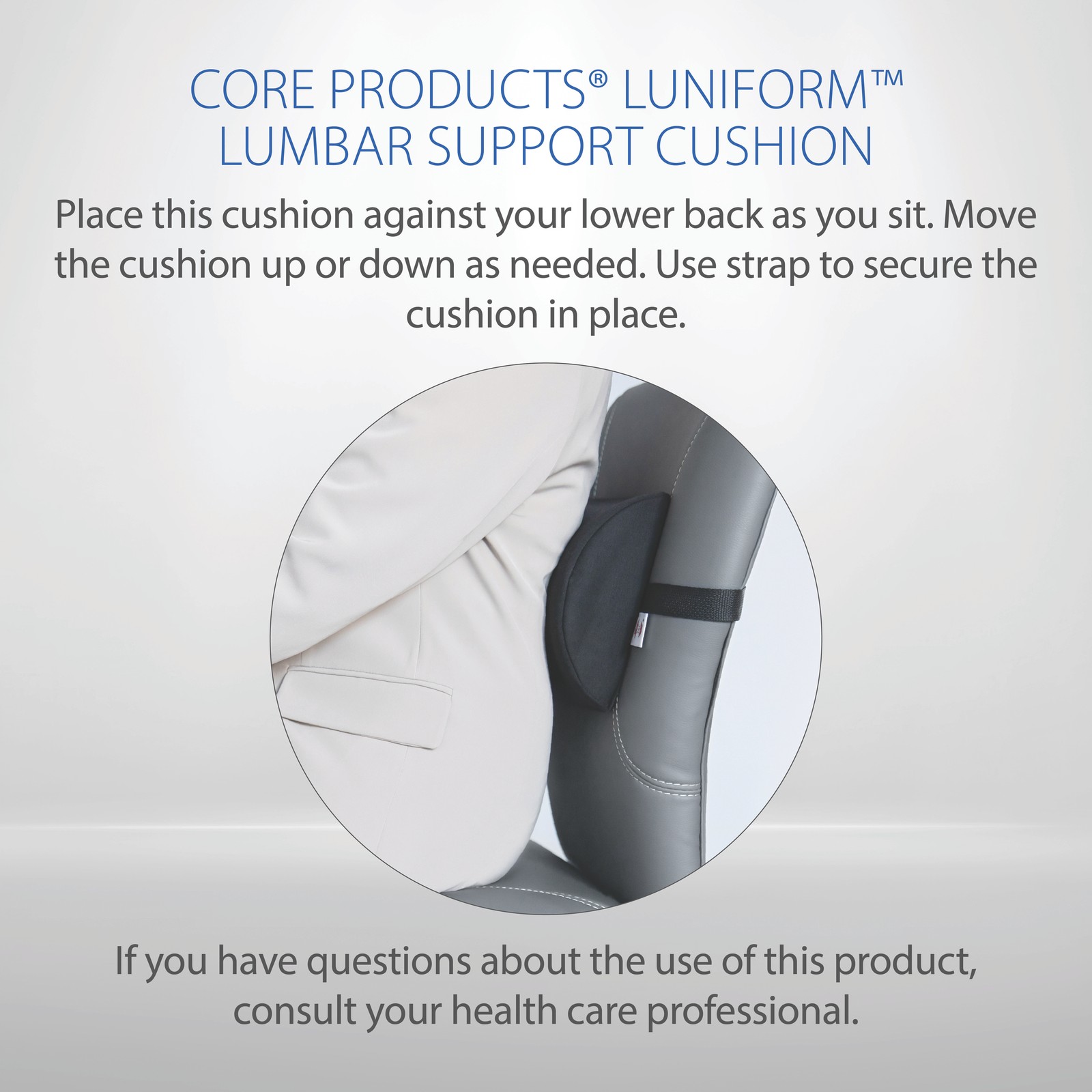 Core Products Luniform Lumbar Support Compact Cushion Help Improve Posture USA