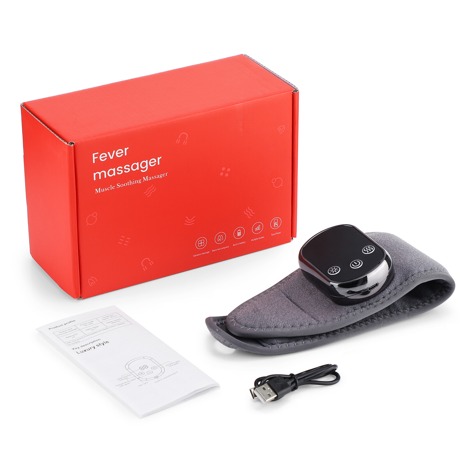 USB Rechargeable Heated Wrist Massager with Vibration Hand Brace for Pain Relief