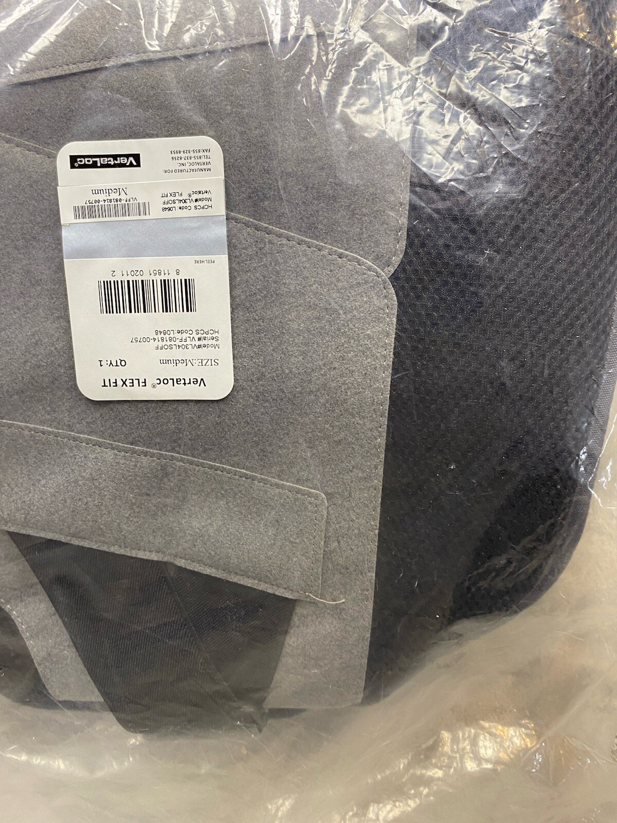 VertaLoc Flex Fit Pro Plus Back Brace Size Medium Black/gray
