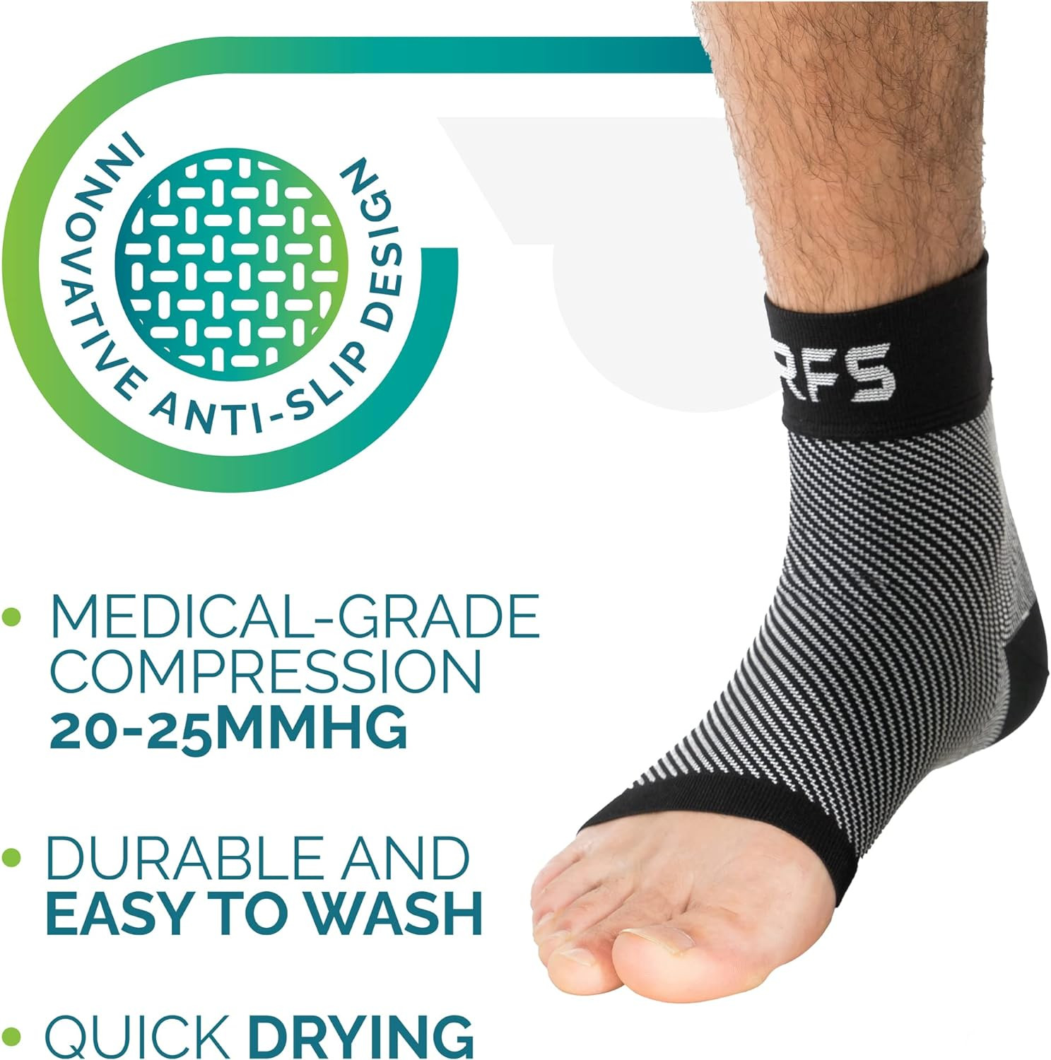 Plantar Fasciitis Compression Socks | Foot & Ankle Brace for Women & Men | Toele