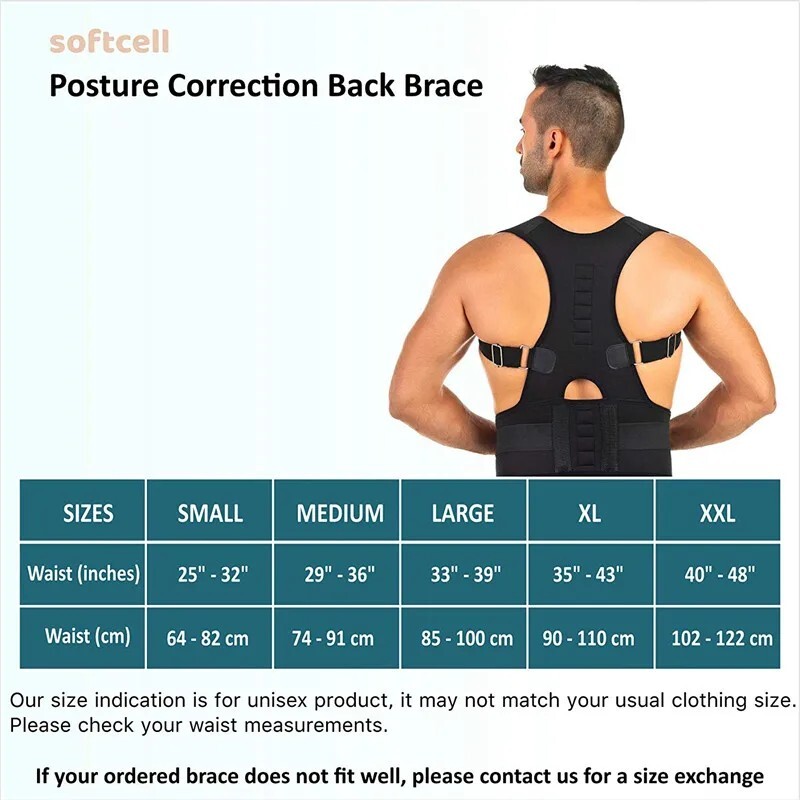 Magnetic Posture Corrector Back Brace Shoulder Straightener Lumbar Support Belt