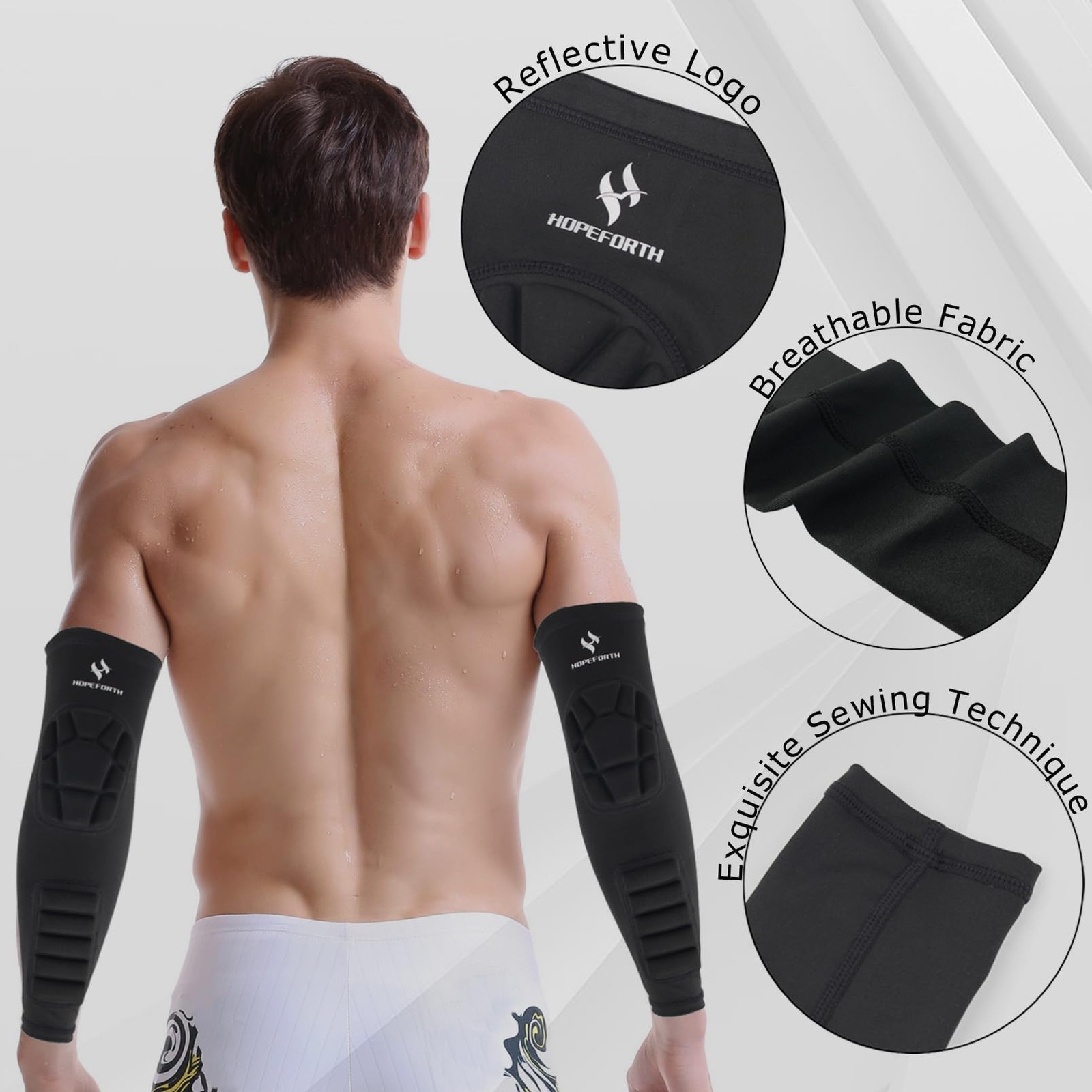 2PCS Padded Elbow Forearm Sleeves,Compression Arm Protective Support,Sports Gear