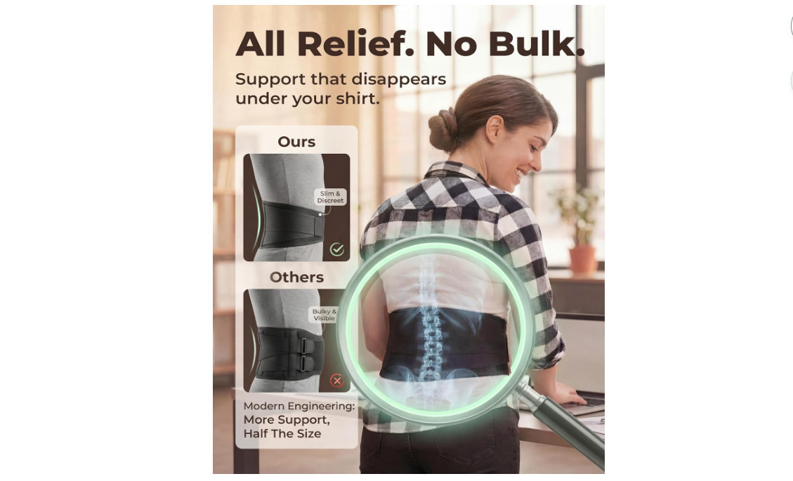 Sparthos Back Brace for Women & Men, Sciatica, Lower Back Pain – Black-L | SIZE