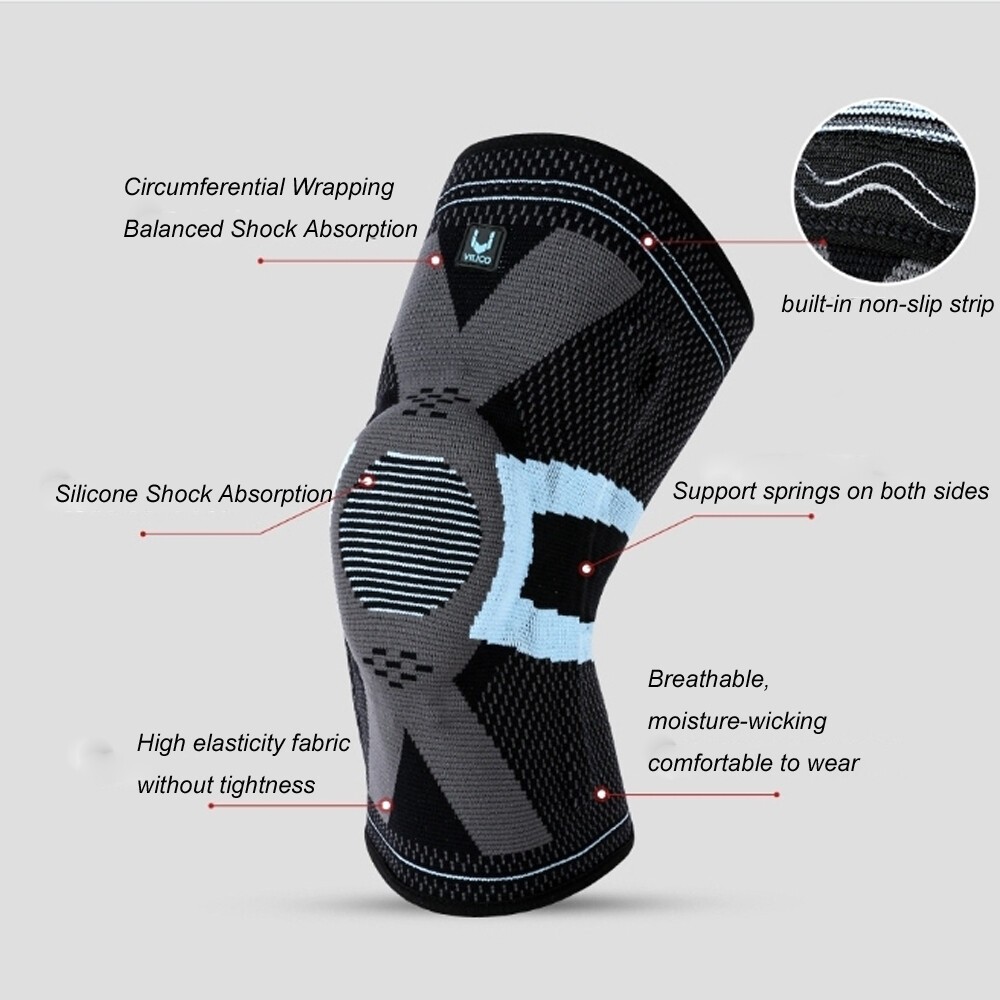Shock-absorbing Silicone Knee pad Spring Knit Breathable Non-slip Meniscus Brace