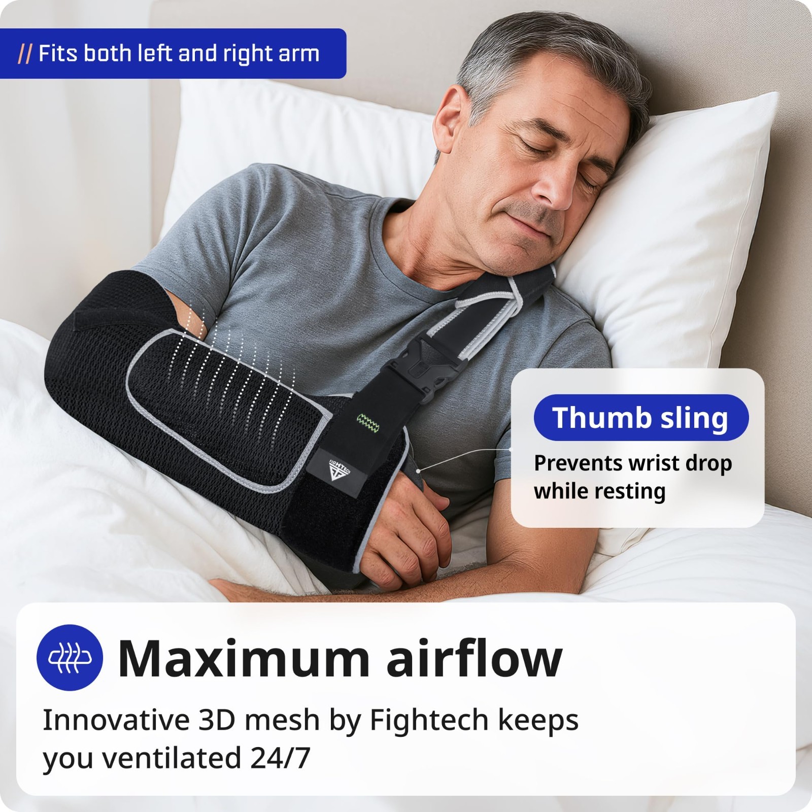 Adjustable Arm Sling Shoulder Immobilizer – Breathable Mesh, Padded Strap, Thumb