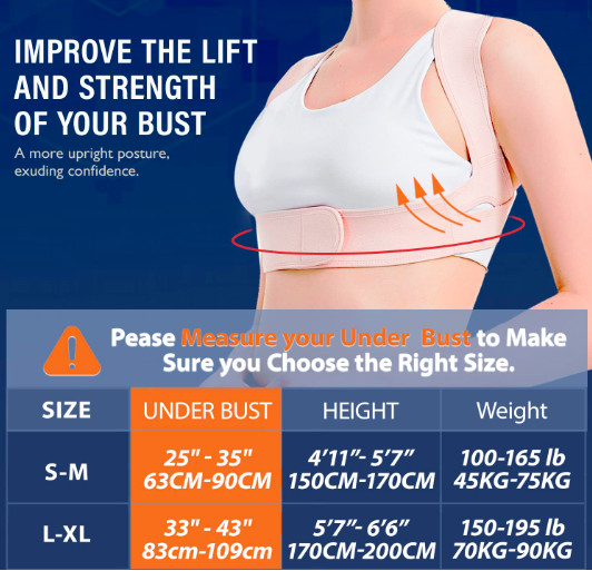 Vicorrect Adjustable Upper Back Brace Posture Corrector for Women S-M (25″-35″)
