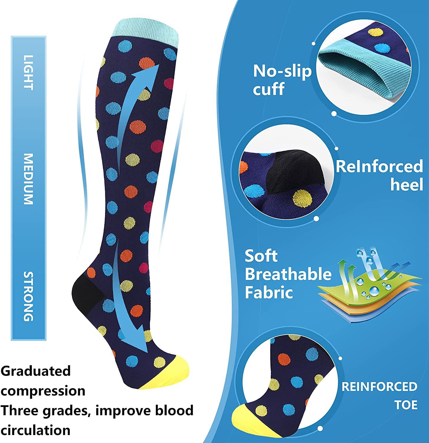 Lots Compression Socks Stockings Womens Mens Knee High Medical 20-30 mmHG S-XL