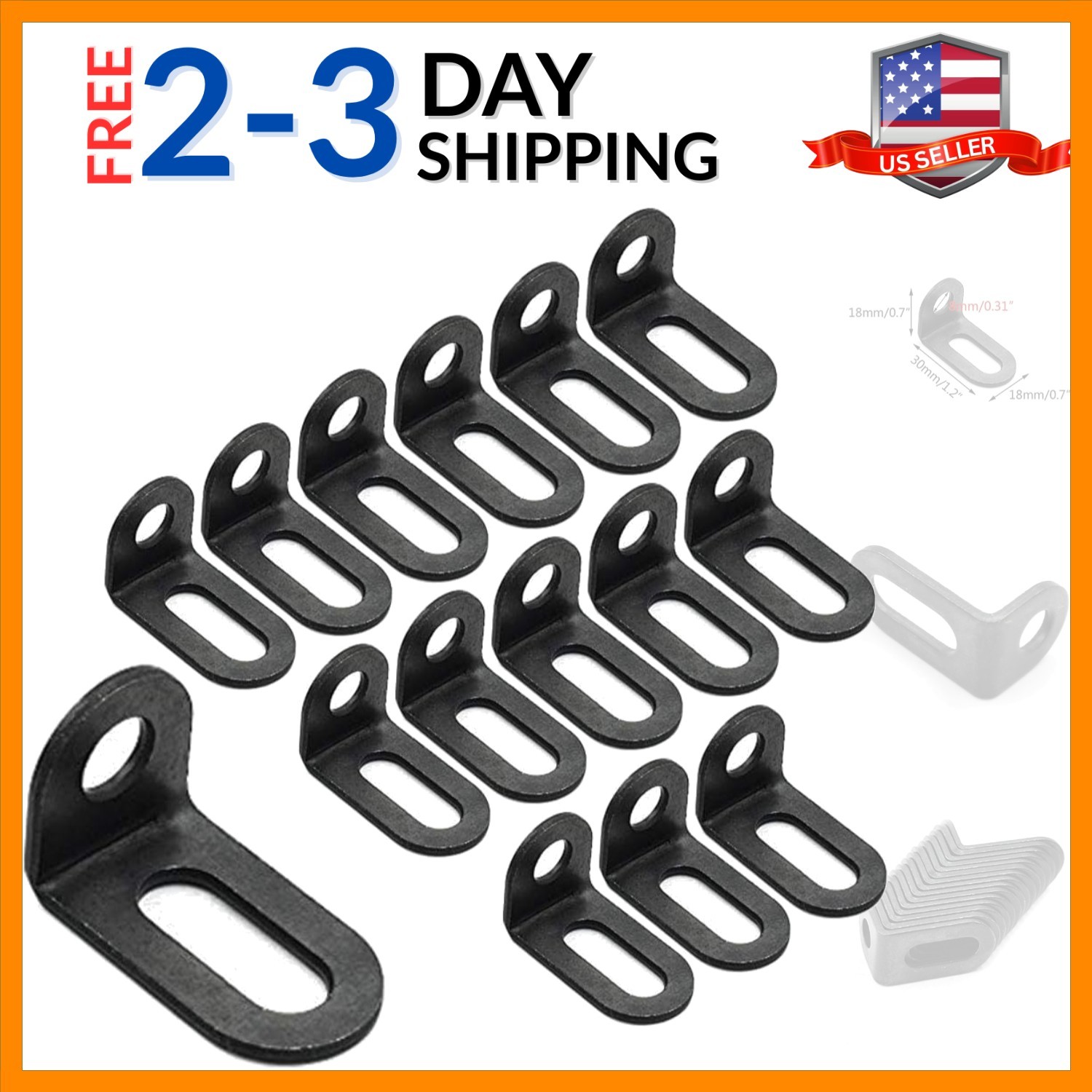 Versatile Adjustable Angle Brackets, 0.7” x 0.7” x 1.2” – 15 Pcs Black Metal