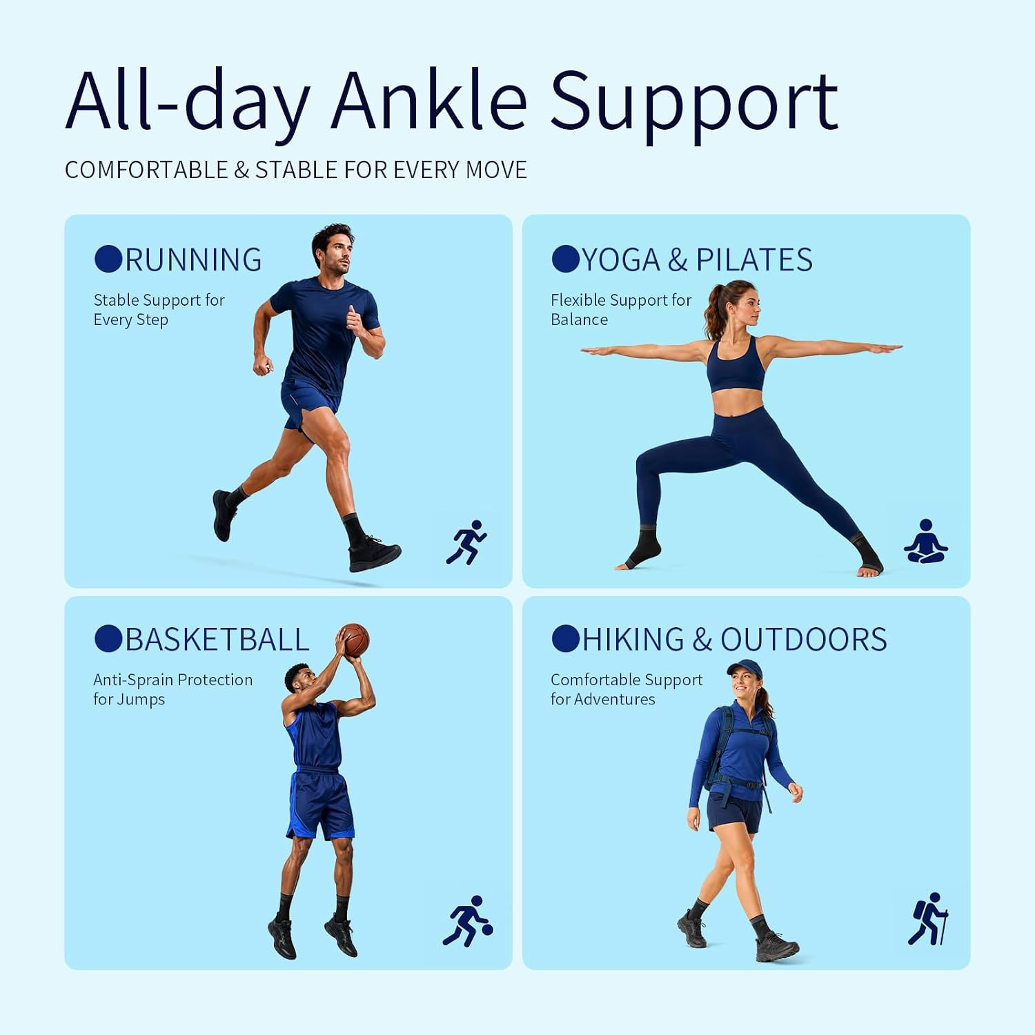 Adjustable Foot Socks, Ankle Brace Compression Support Sleeve with Silicone Gel,