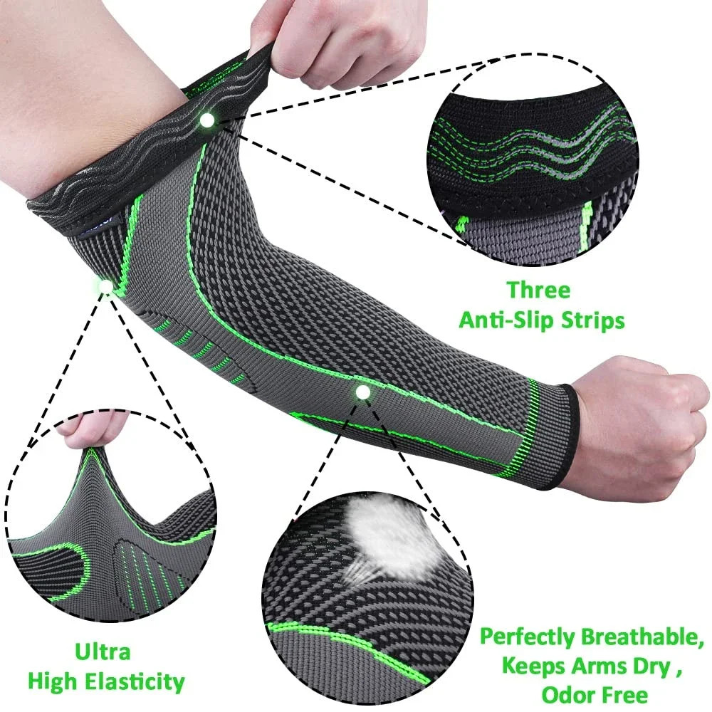 Elbow Pads Compression Arm Sleeves , Non-Slip Breathable Arm Support Arthritis