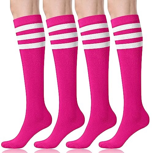 Women’s Knee High Socks Outdoor Sport Athletic Socks Casual One Size Hot Pink