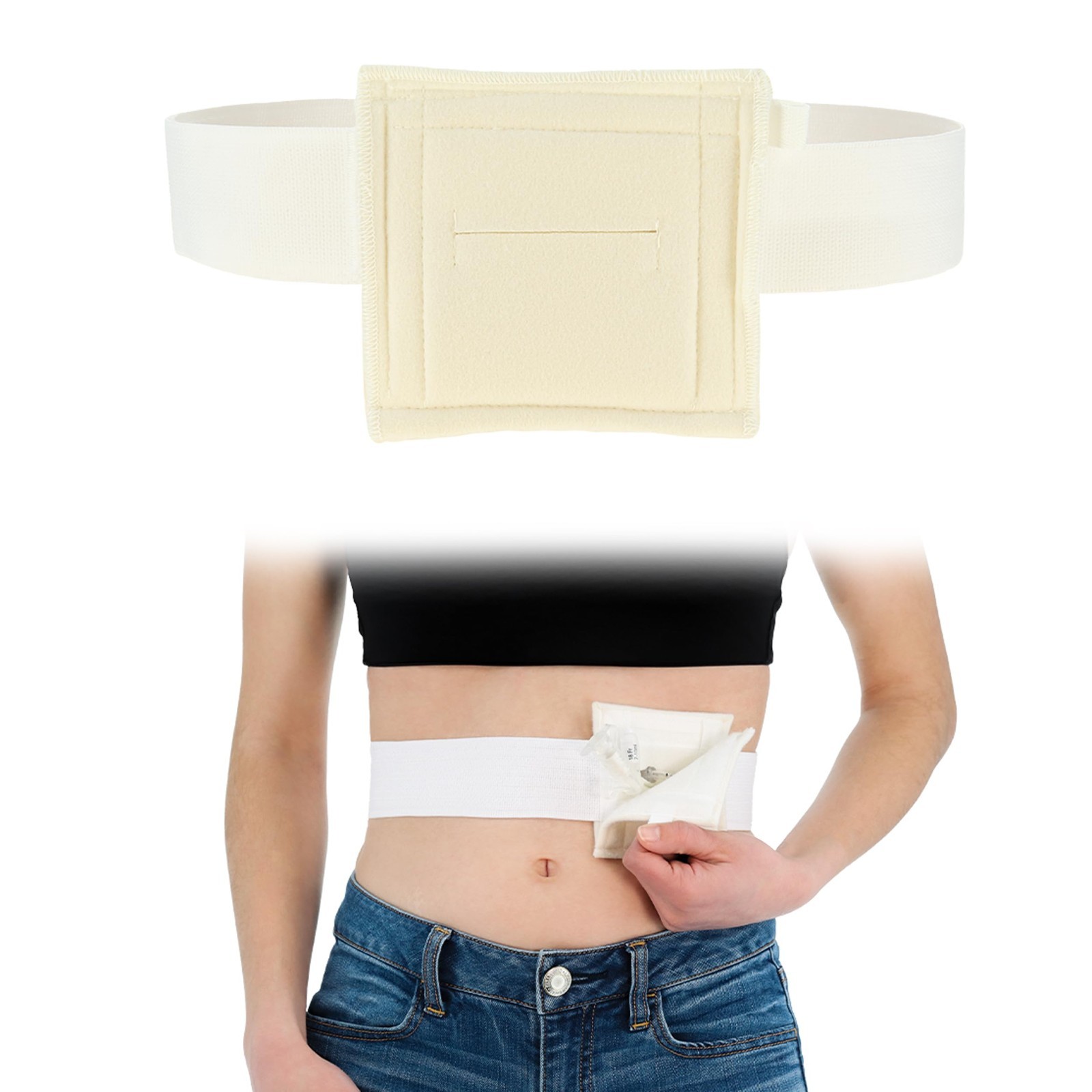 Adjustable Feeding Tube Holder for PEG, G, J Tubes – Discreet Belt Support, Larg