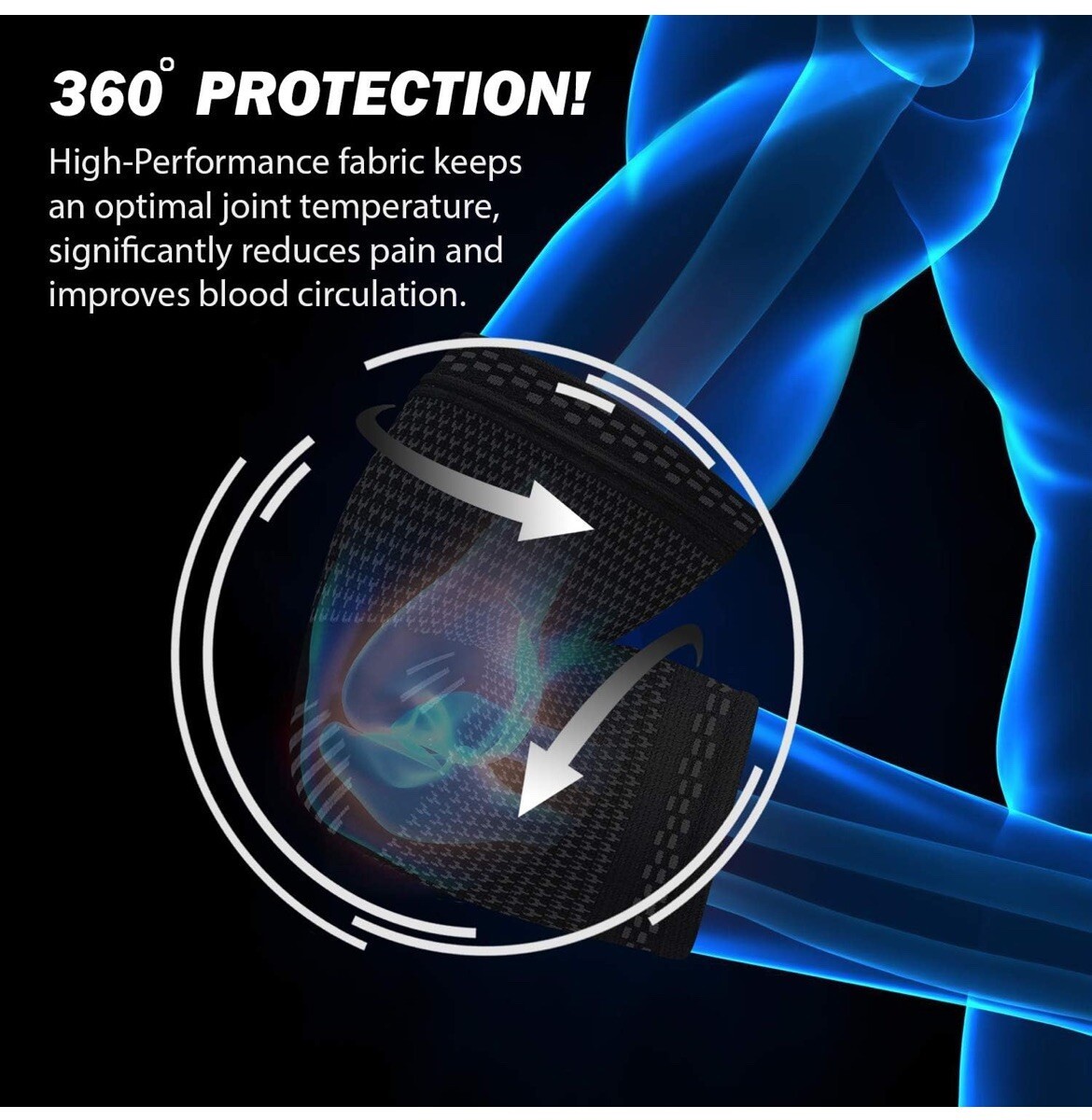 2-POWERLIX Elbow Sleeve, Tendinitis, Tennis or Golfers Elbow, Arthritis, Black