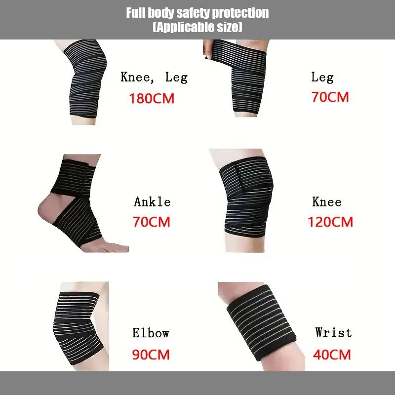 EXTRA LONG ELASTIC KNEE WRAP COMPRESSION BANDAGE – ADJUSTABLE SUPPORT FOR SQUATS