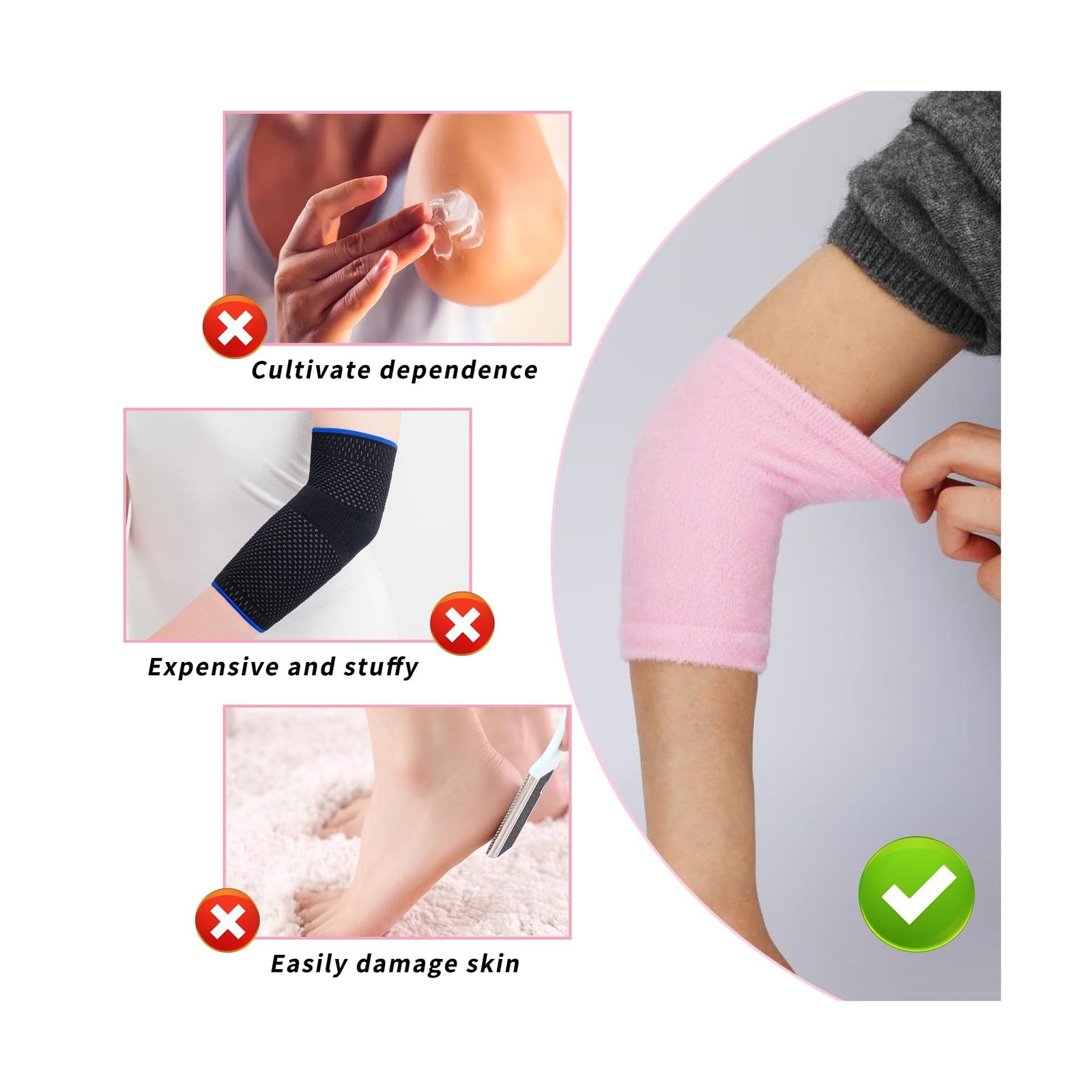 2 Pairs Elbow Moisturizing Sleeve Elbow Gel Cover Heel Socks Elbow Sleeves El…
