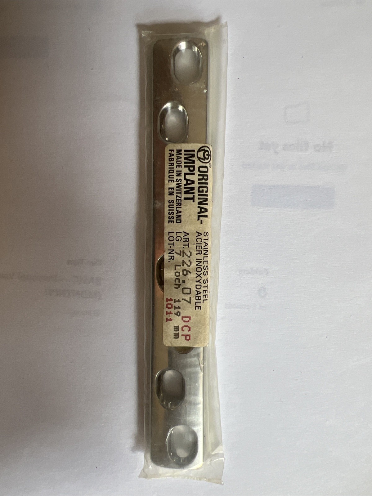 Locking Compression Plate 7 Loch 119mm Swiss Made