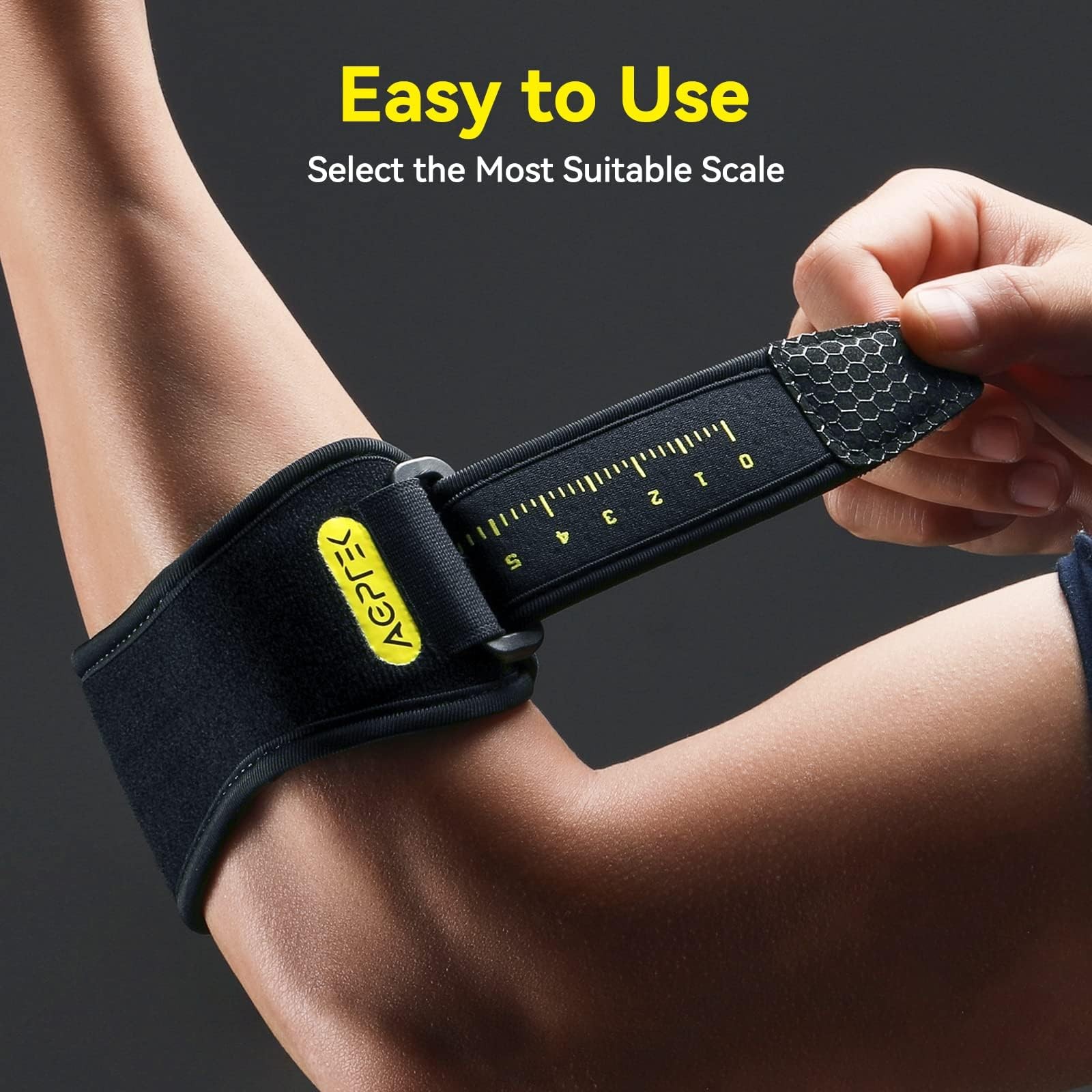AGPTEK 3D Air Cushion Elbow Brace for Tendonitis and Tennis One Size, Yellow