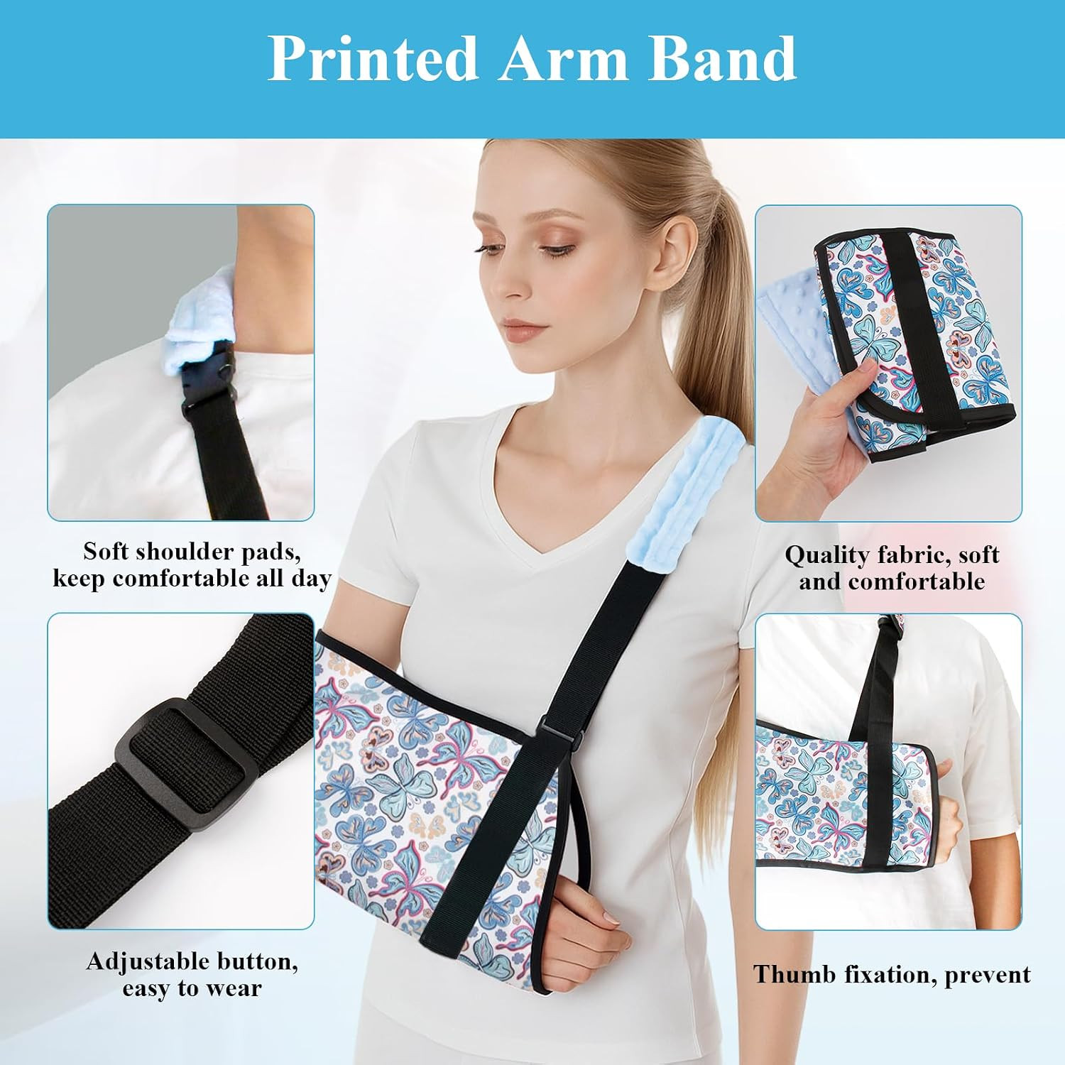 Arm Sling for Women with Strap Cushion, Fashion Shoulder Brace Support Immobi…
