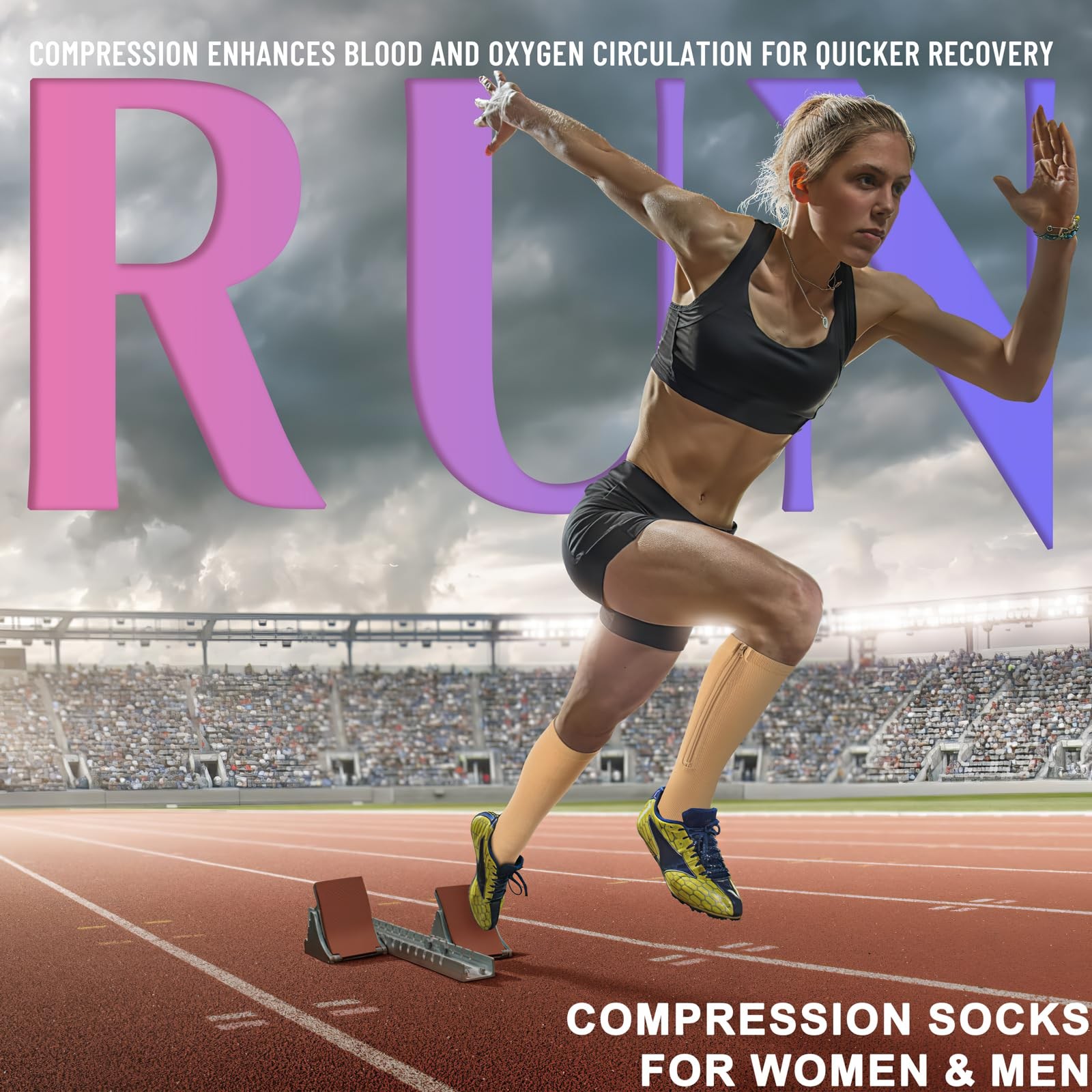 Compression Socks 2 Pairs Open Toe 15-20mmHg Support Running Socks