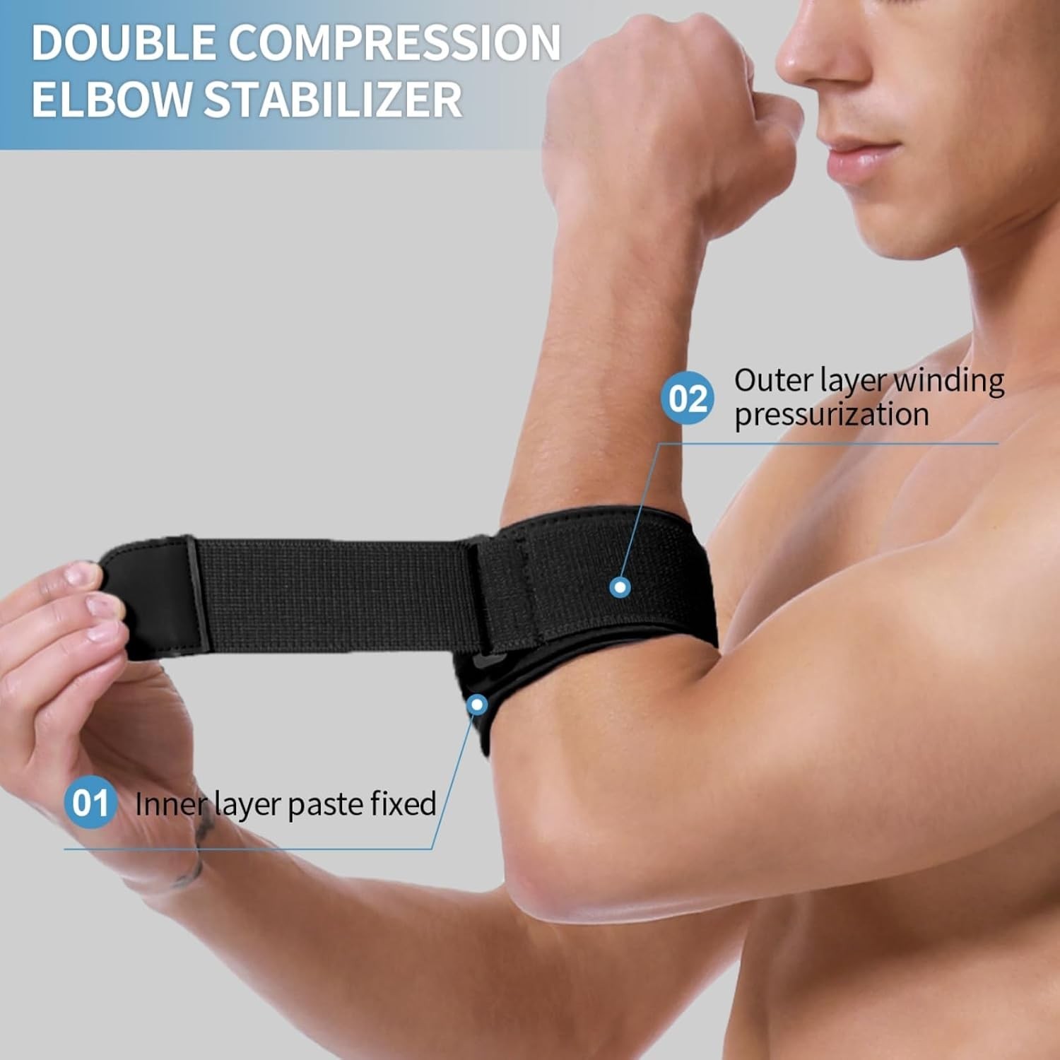 Double Wrap Elbow Brace for Men and Women, Elbow Support Arm Strap for Tendoniti