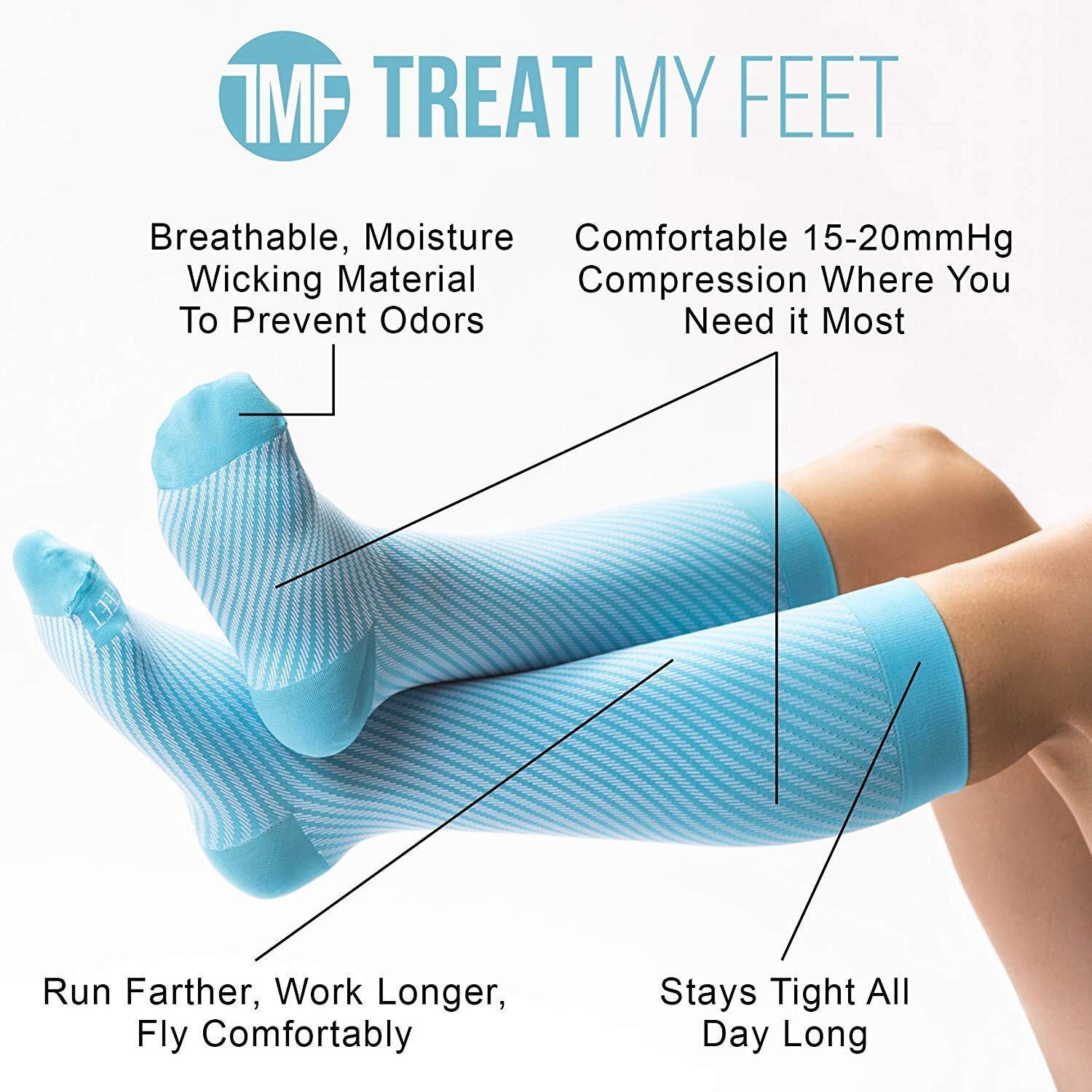 Knee High Compression Socks for Women & Men, 15-20 mmHg – Edema Pain Relief