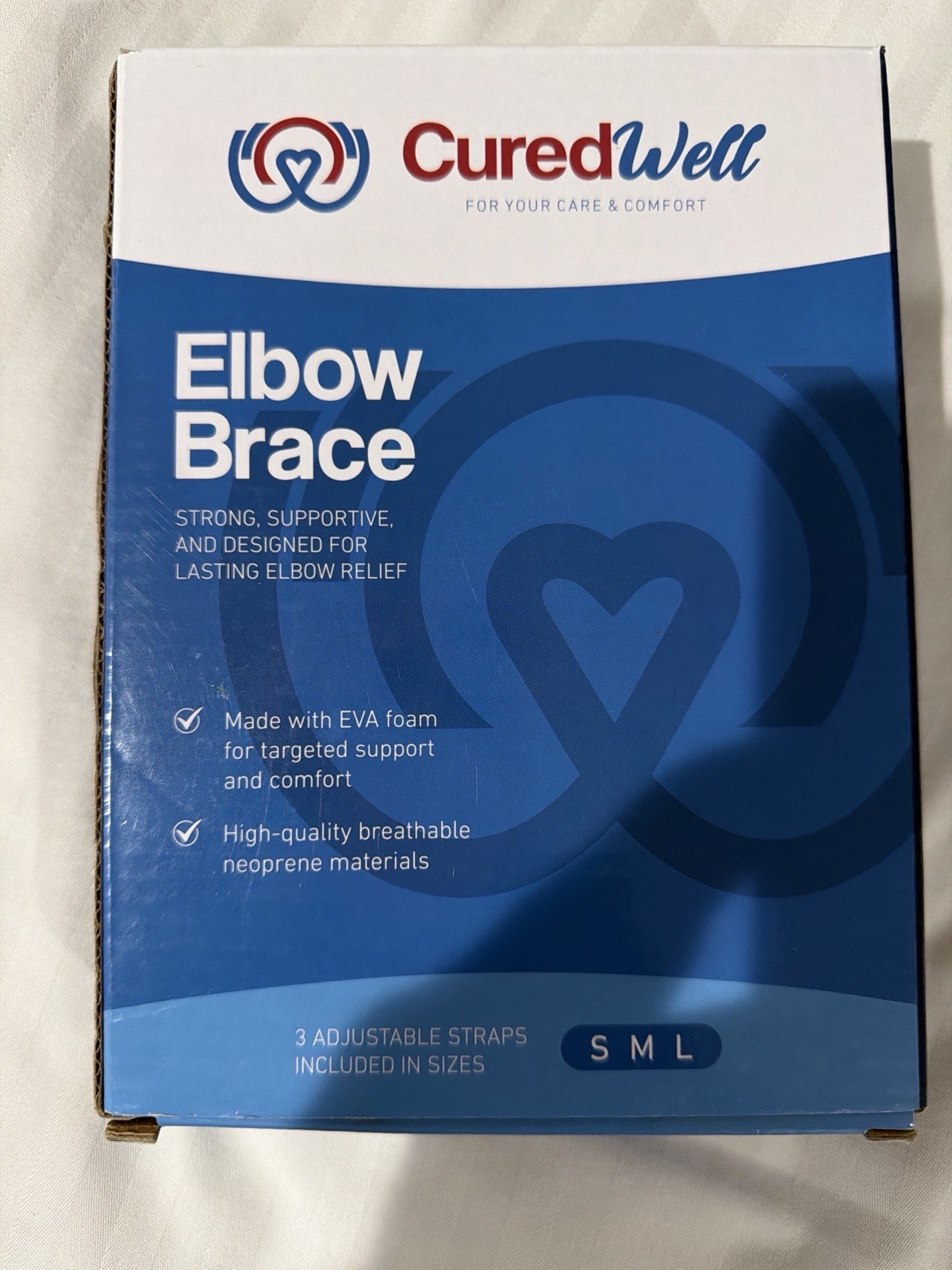 CuredWell Elbow Brace – Adjustable Support Strap for Elbow Pain Relief (S/M/L)