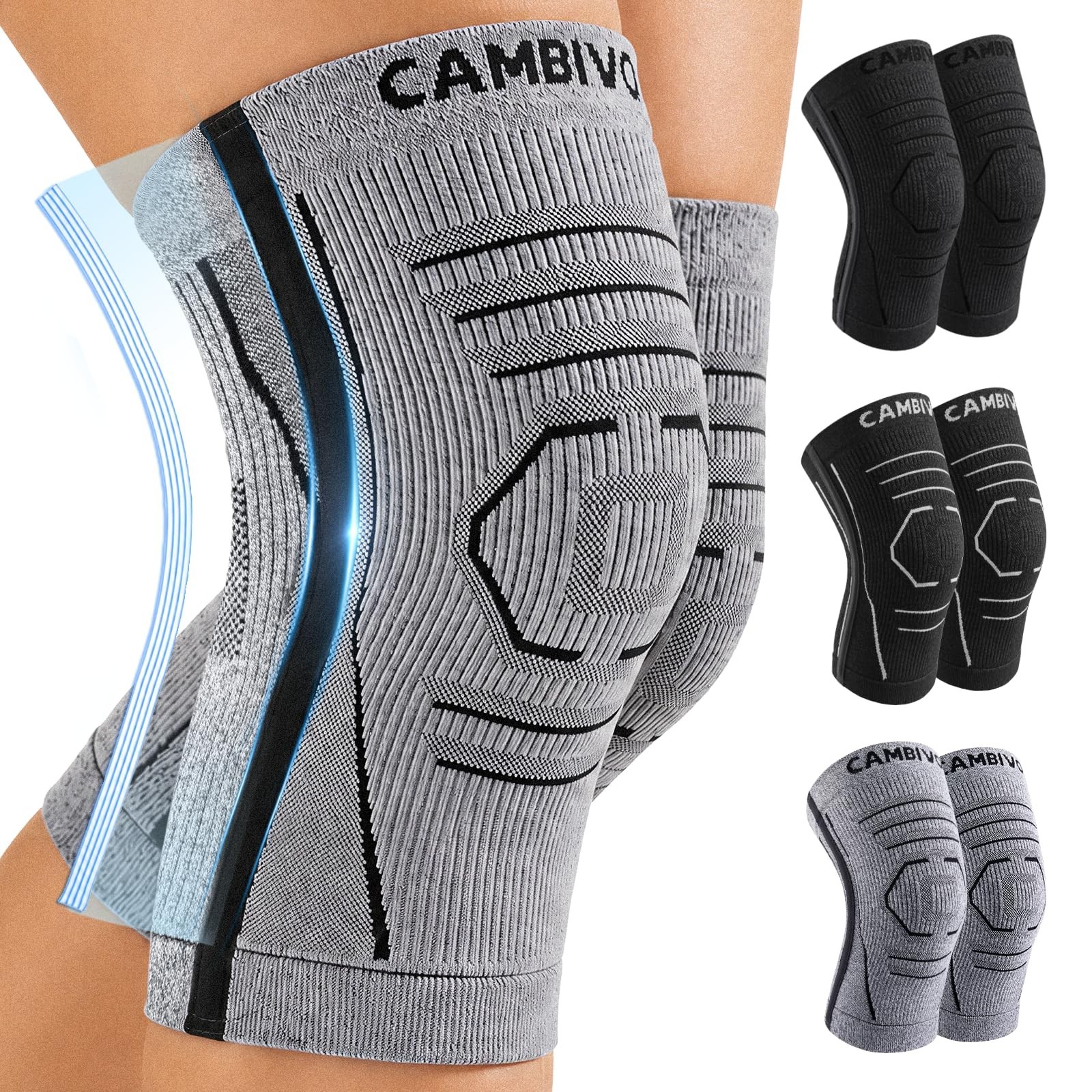 2 Pack Knee Brace Compression Sleeves for Men & Women | Lightweight Support, Pai
