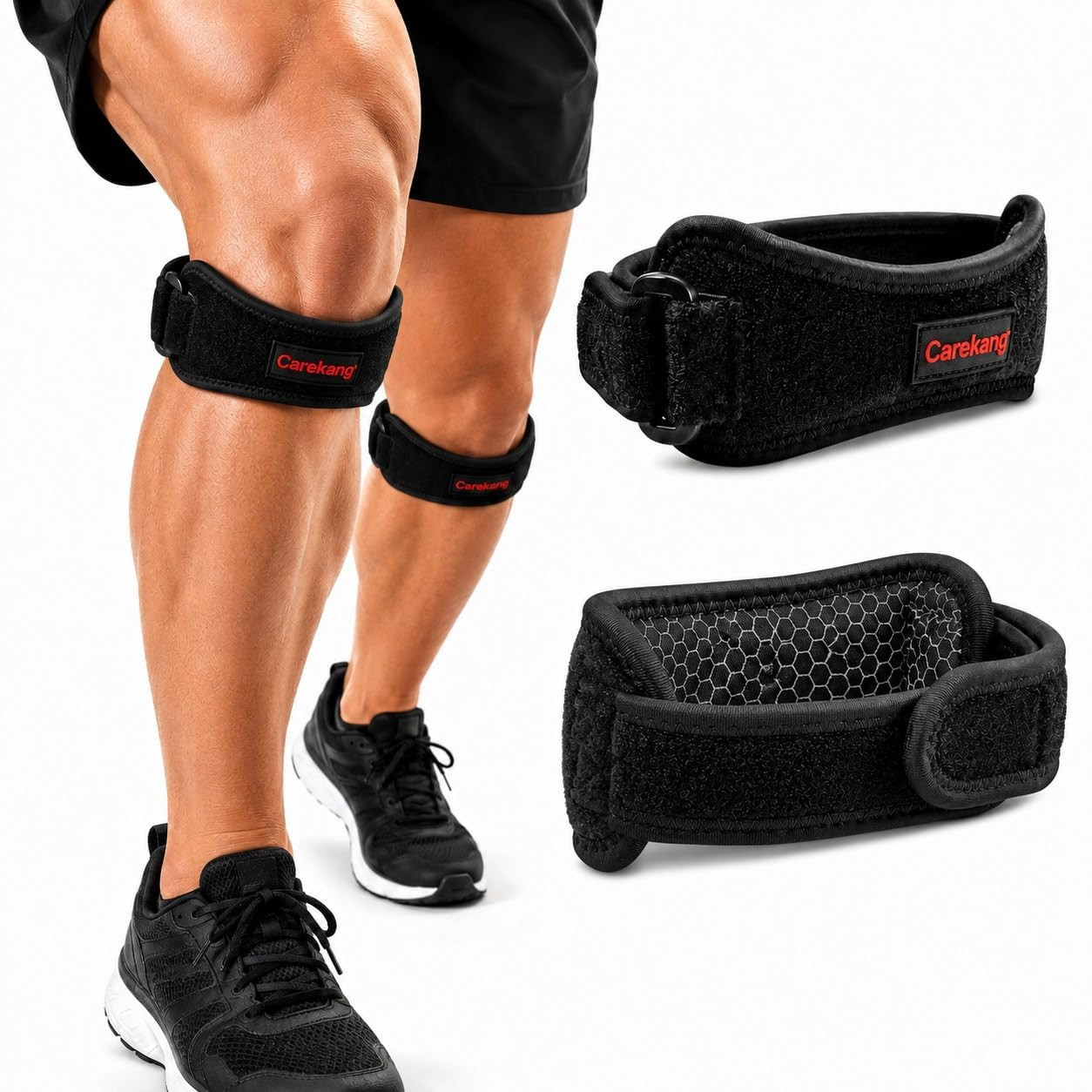 PRO Patella Tendon Knee Strap 2 Pack, Pain Relief Support Brace | Built-In Elast