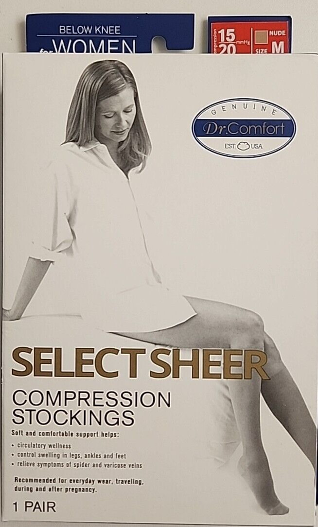Dr. Comfort Below Knee Women’s Compression Stockings Nude Medium 15/20 mmHg Com