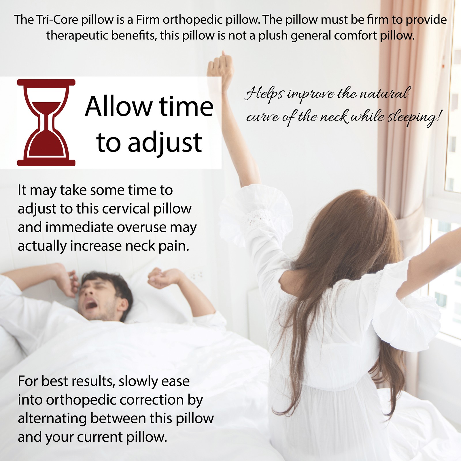 Tri-Core Cervical Neck Shoulder Support Pillow Midsize Firm, Travel Core Combo