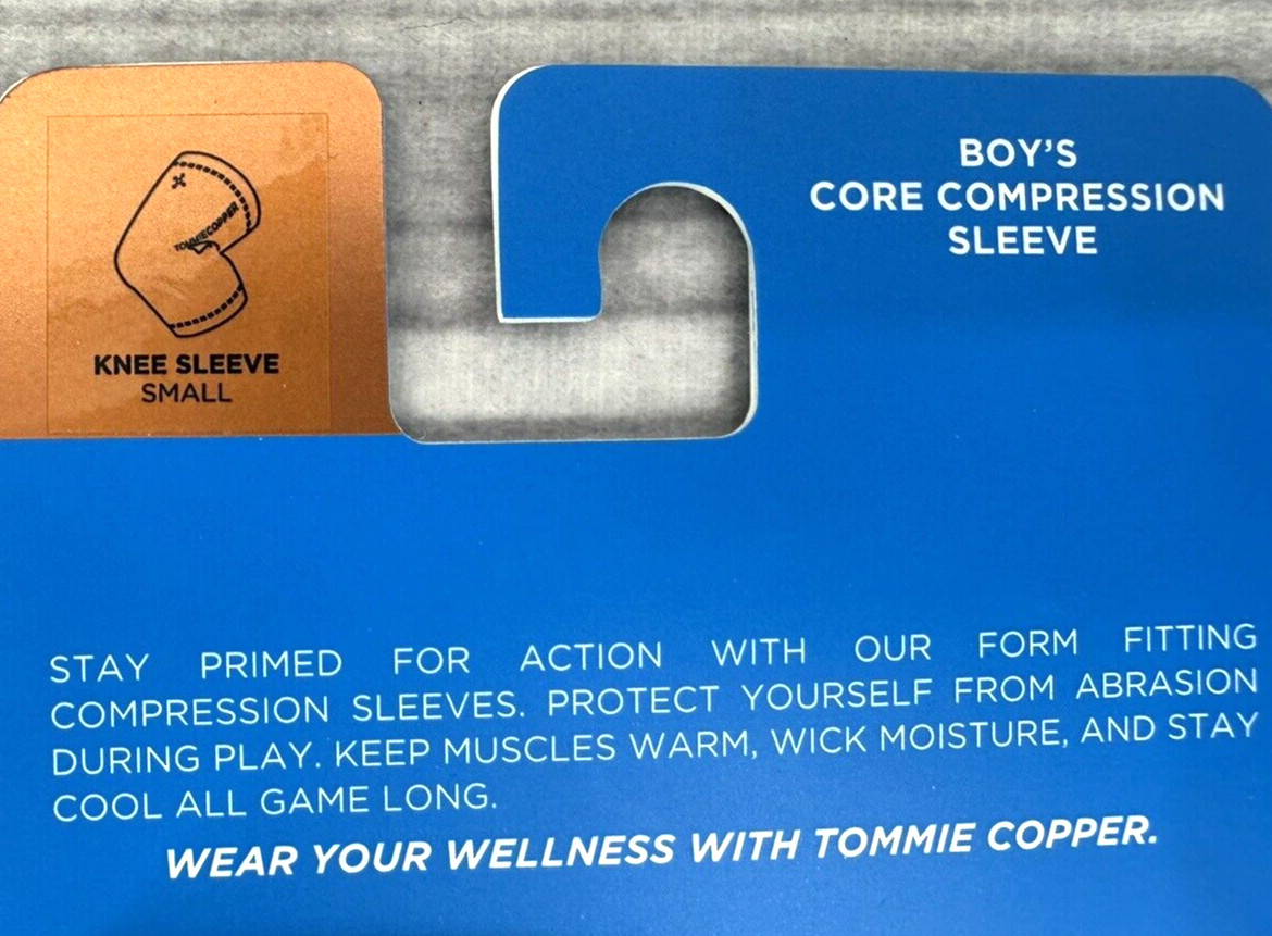 TOMMIE COPPER CORE COMPRESSION KNEE SLEEVE Youth Boy Size Small BLACK NEW!!