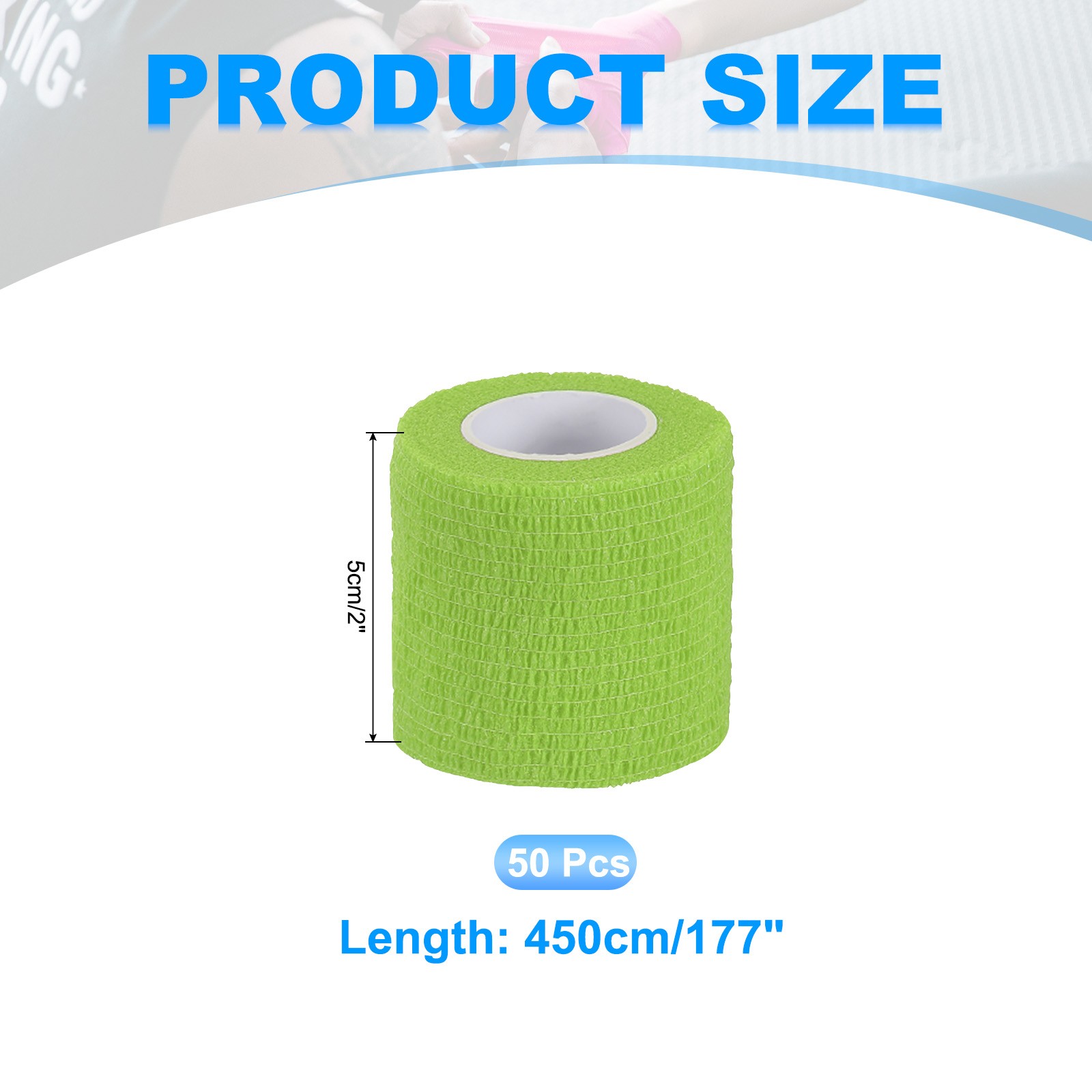 Self Adhesive Bandage Wrap 177″ x 2″, 50 Pcs Wrap Tape, Light Green