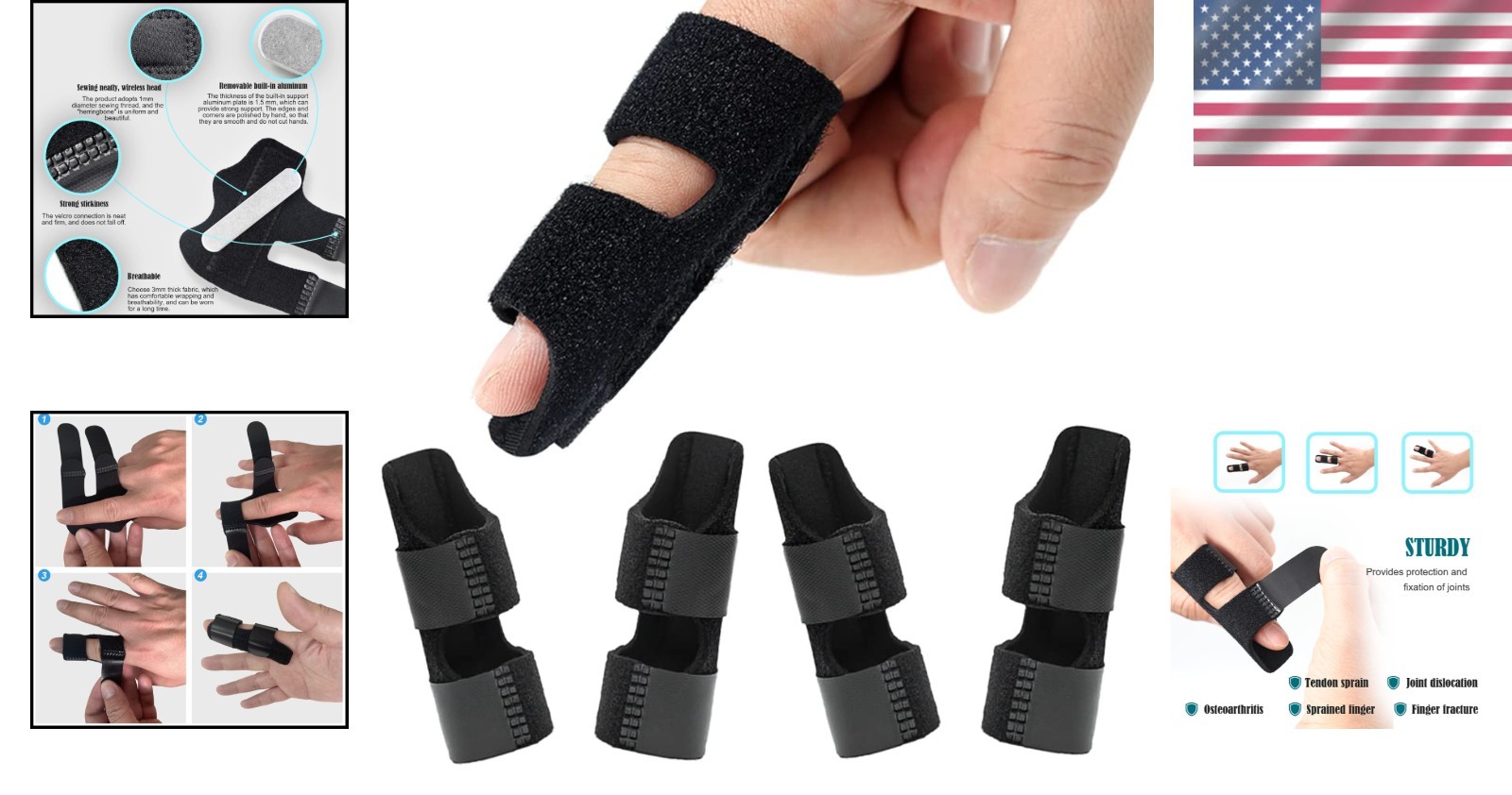 4 Pcs Adjustable Trigger Finger Splints for Pain Relief & Knuckle Immobilization