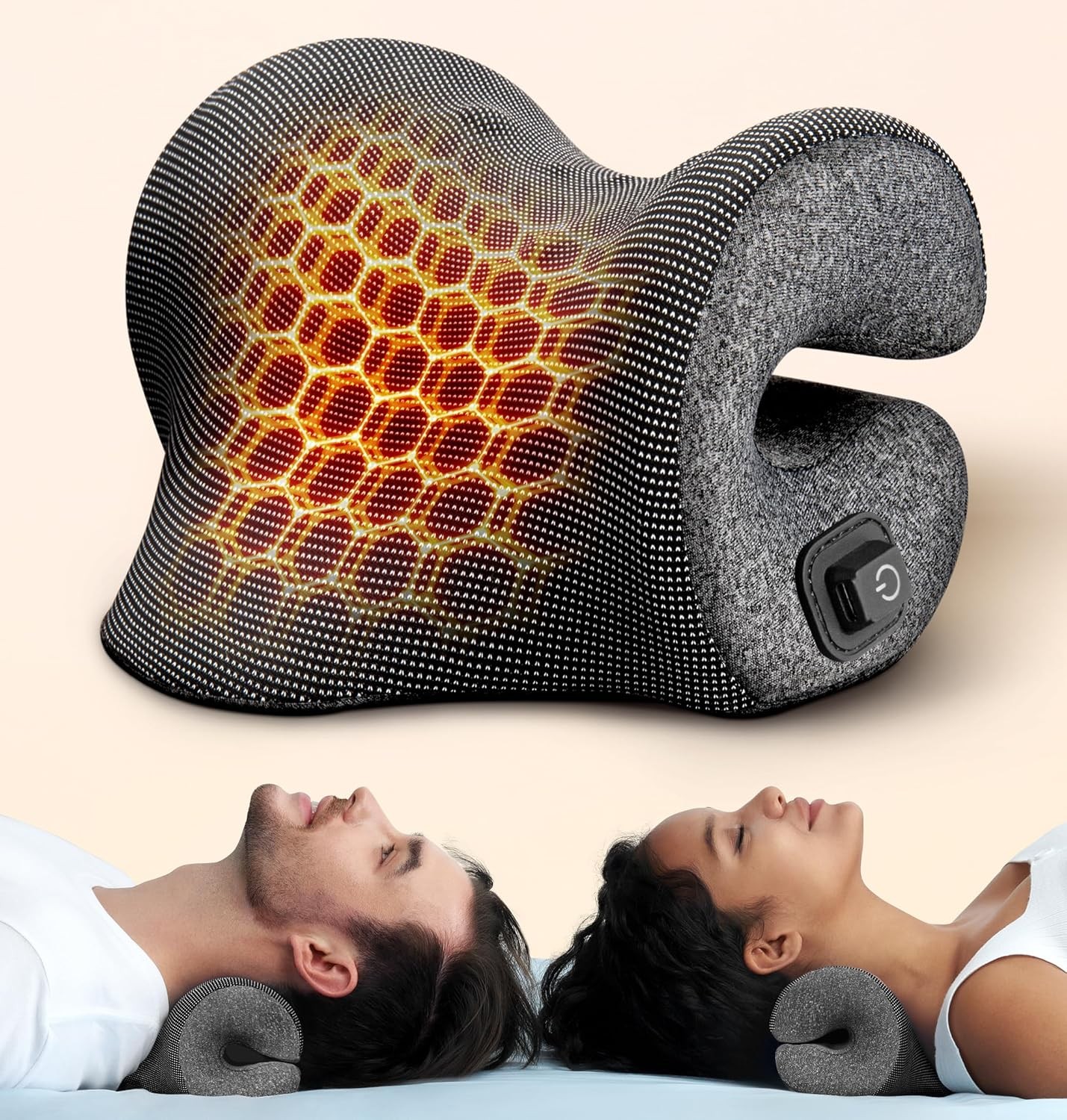 3s Heated Neck Stretcher for Pain Relief, Odorless Neck Cervical Heating Pillow