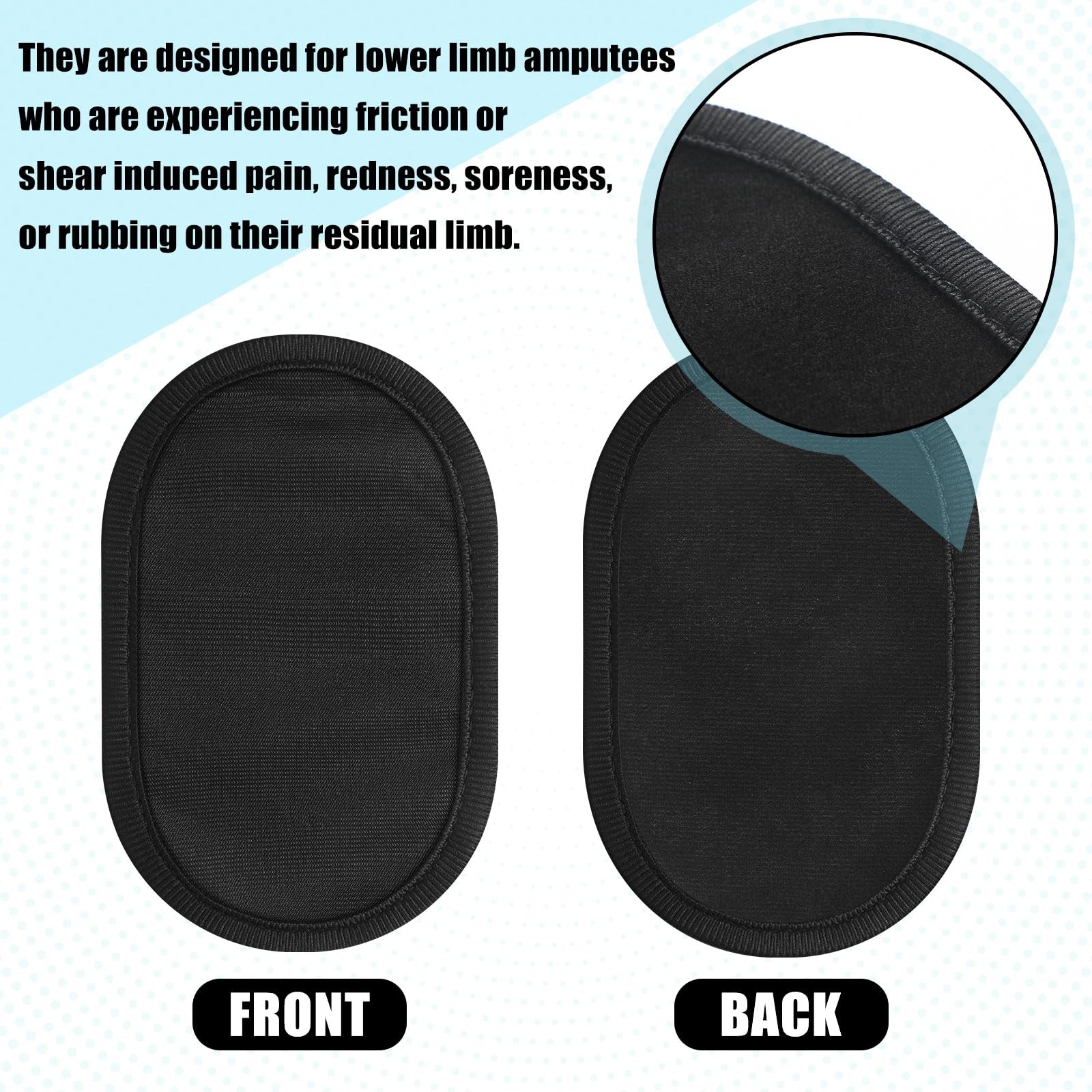 FineCheer 6 Pcs Amputee Essentials Prosthetic Liner 4.5 x 7.5 Inch, Black