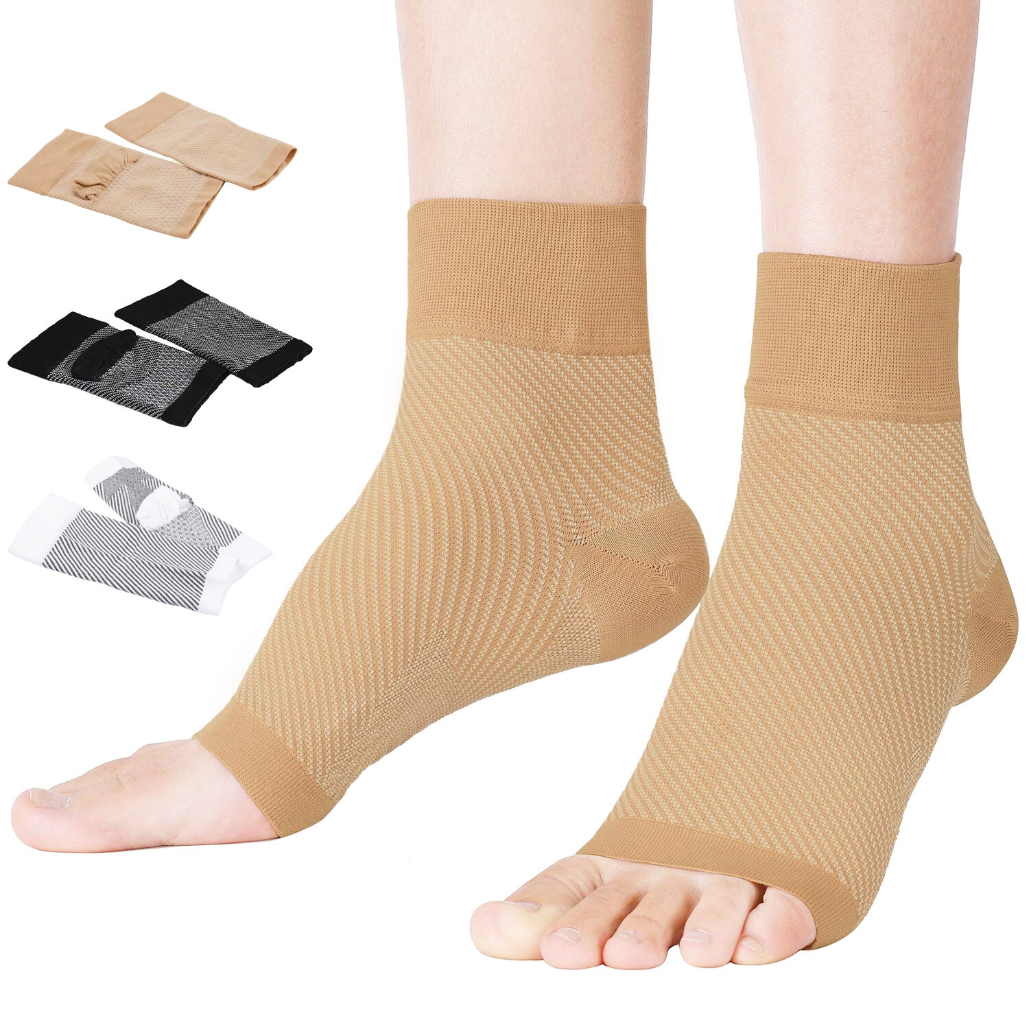 Compression Socks Foot Care Sleeves – Best For Heel , Arch & Ankle Brace Support