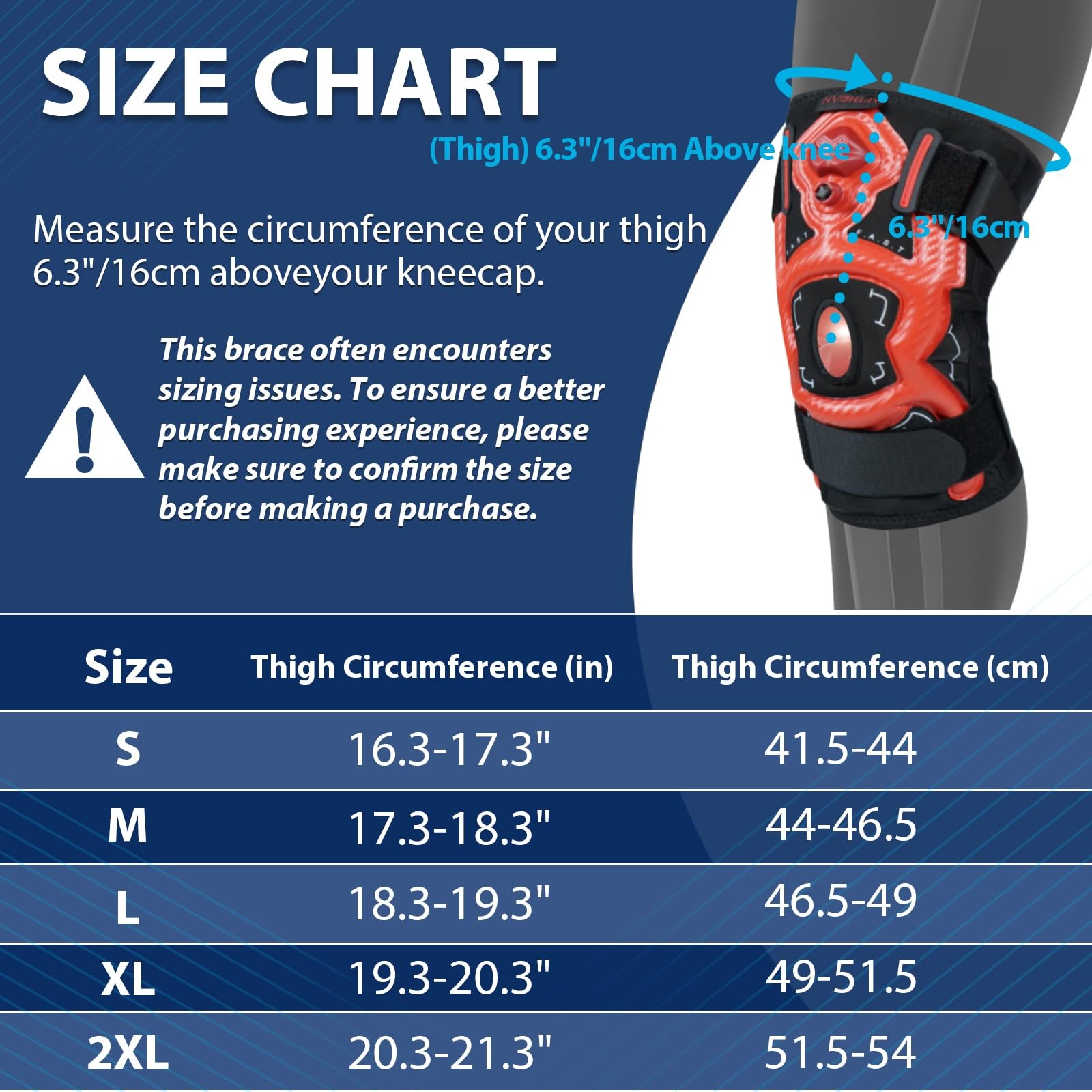 Nvorliy Inflatable Knee Brace with Built-in Air Pump, Pain X-Large, Red
