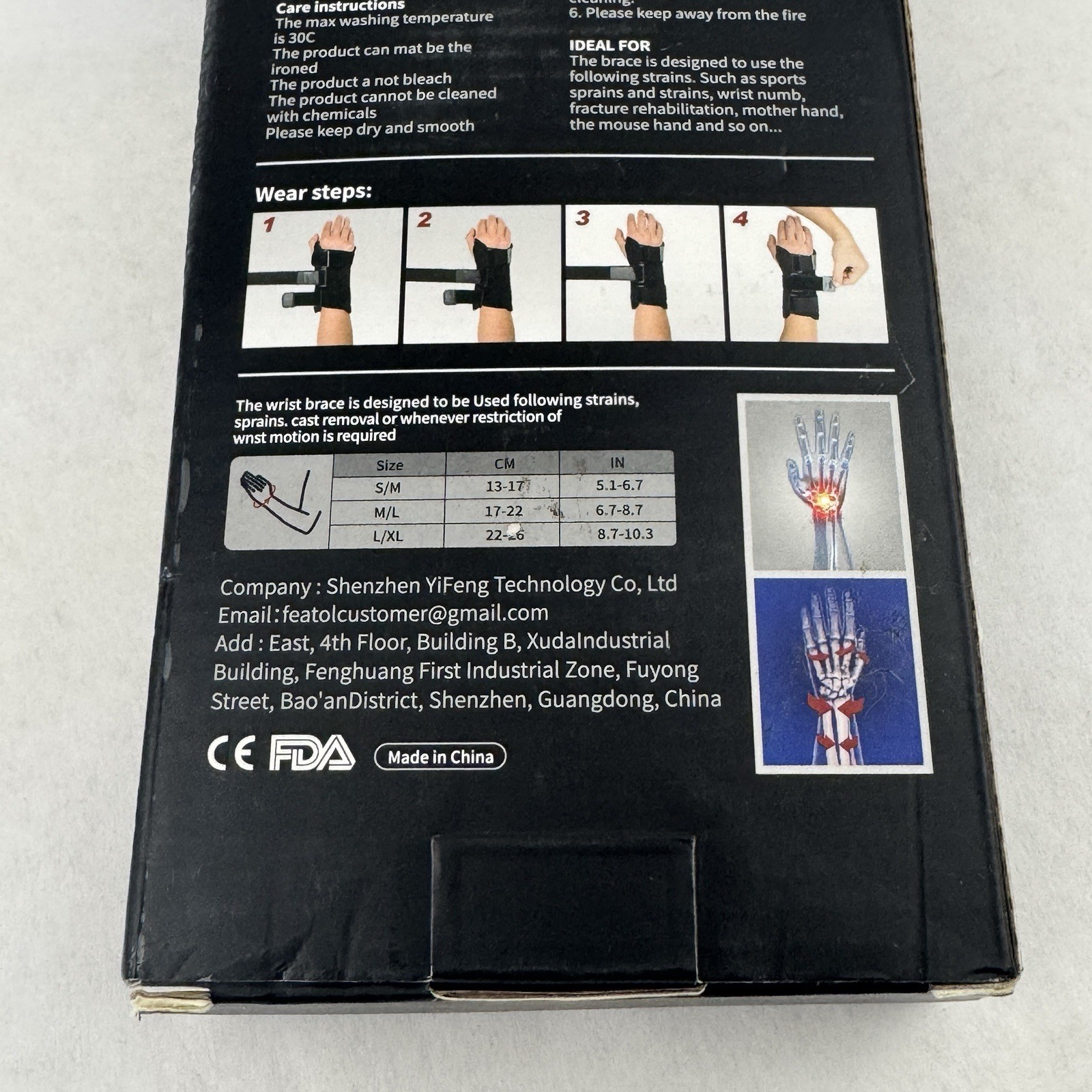 FEATOL Wrist Brace for Carpal Tunnel Right Hand Small Medium Open Box