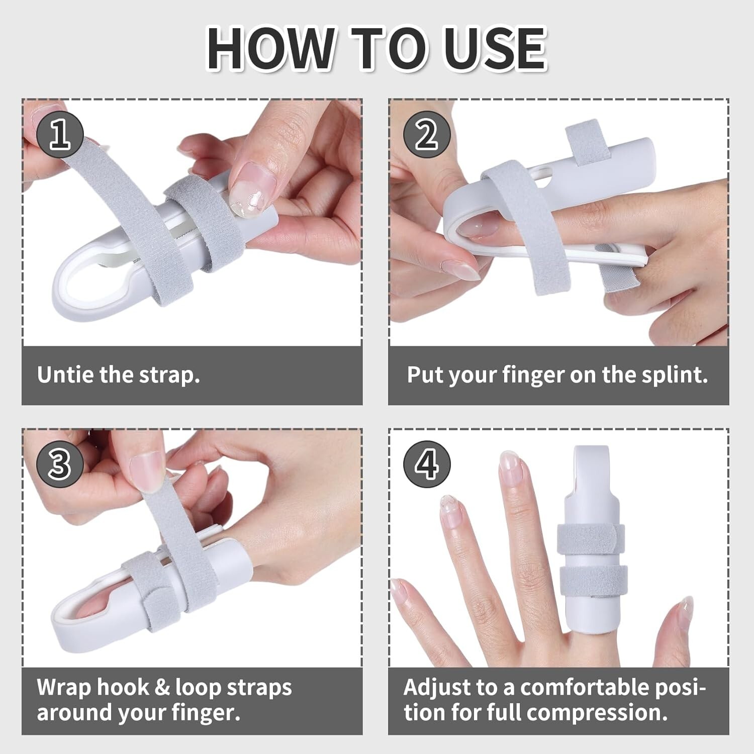 Finger Splint, 3pcs Brace Joint Stabilizer for Arthritis Mixed Gray