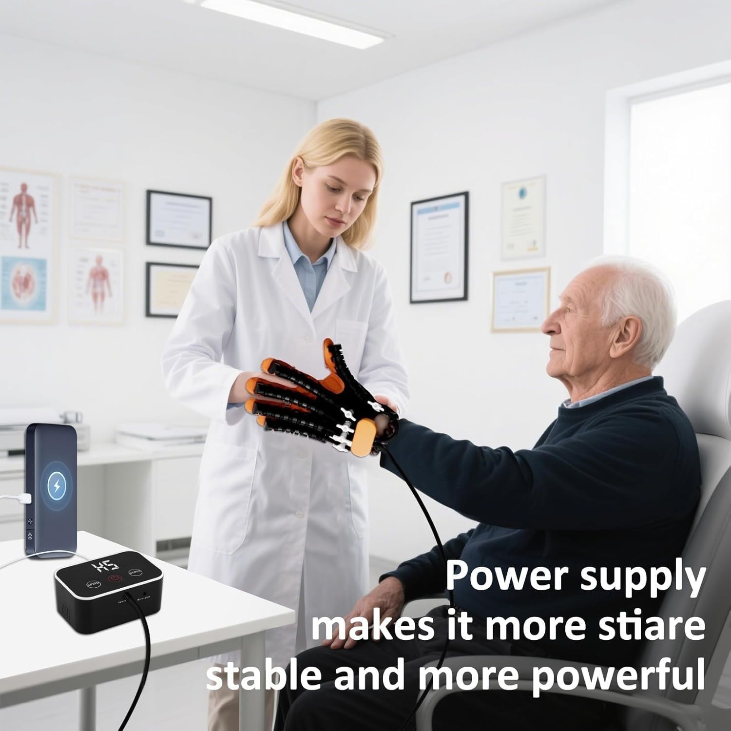 Orange Rehab Robot Gloves for Stroke Recovery – Right Hand L