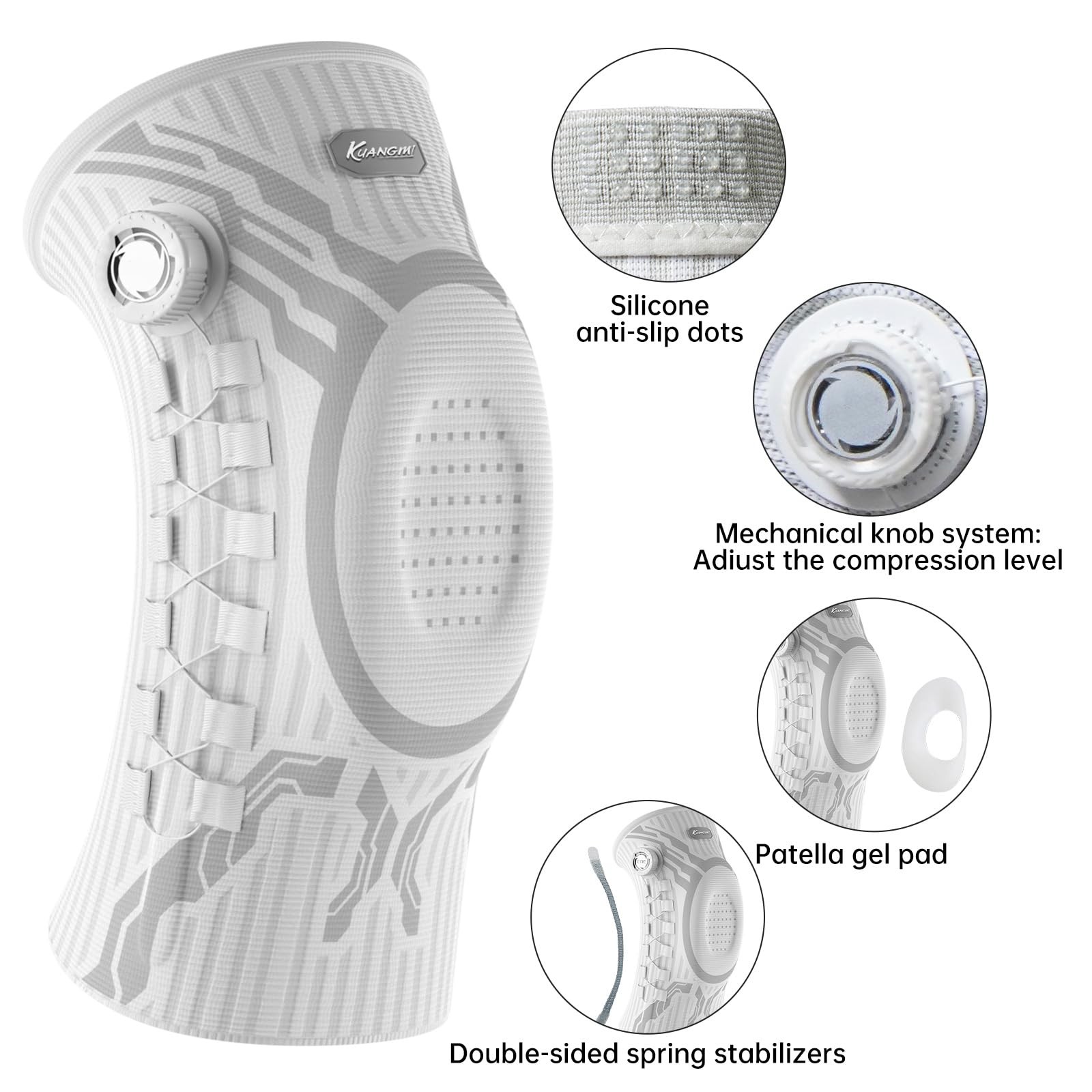 Kuangmi Smart Knee Brace with Adjustable Compression Knob, Micro-Adjustable S…
