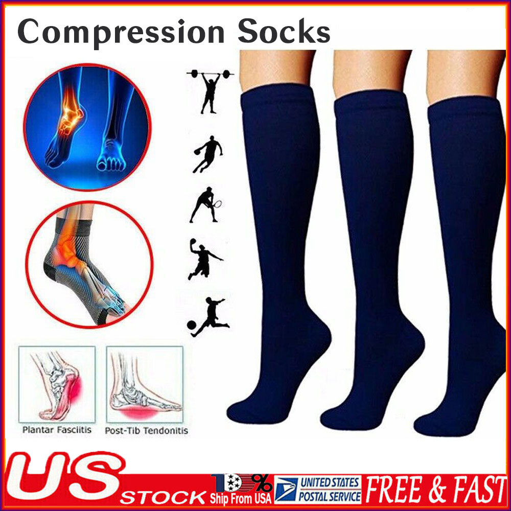 3 Pairs Calf High Compression Socks Blood Circulation Socks Pain Relief Foot
