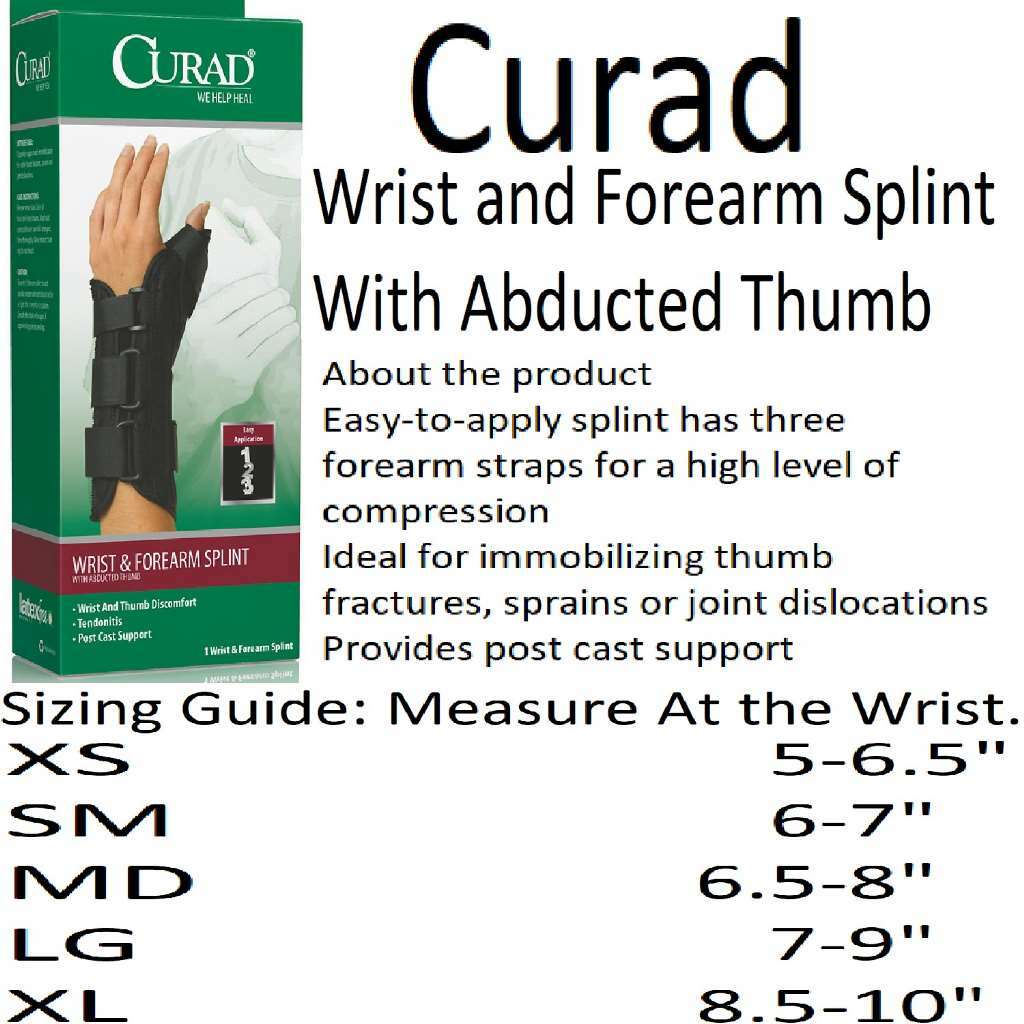 Curad Left X-Large Wrist & Forearm Splint With Abducted Thumb Black