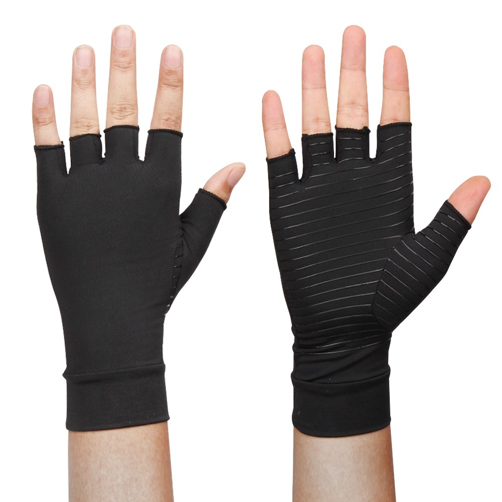 1 Pairs Copper Arthritis Compression Gloves Hand Support Joint Pain Relief Black