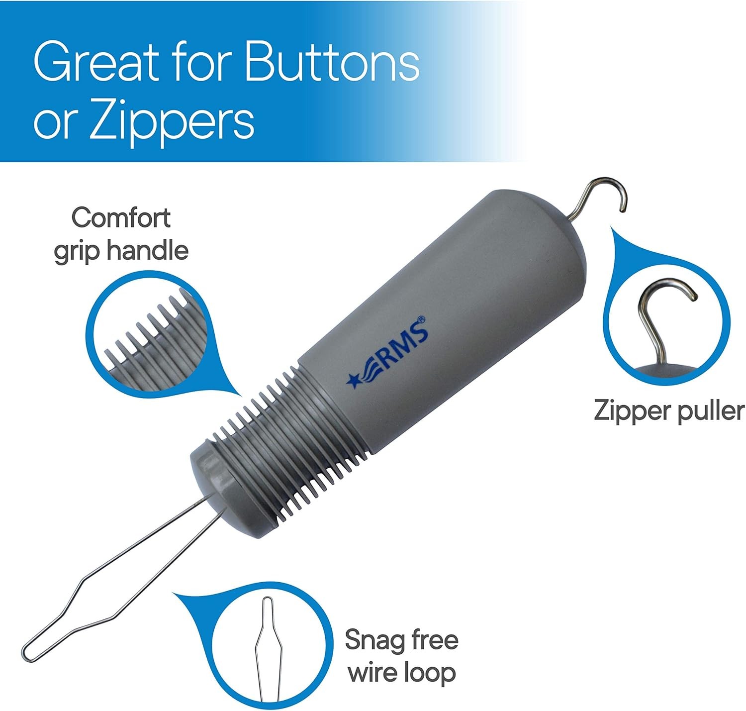 Button Hook & Zipper Pull Assist Tool for Easy Buttoning & Zipping of Clothes