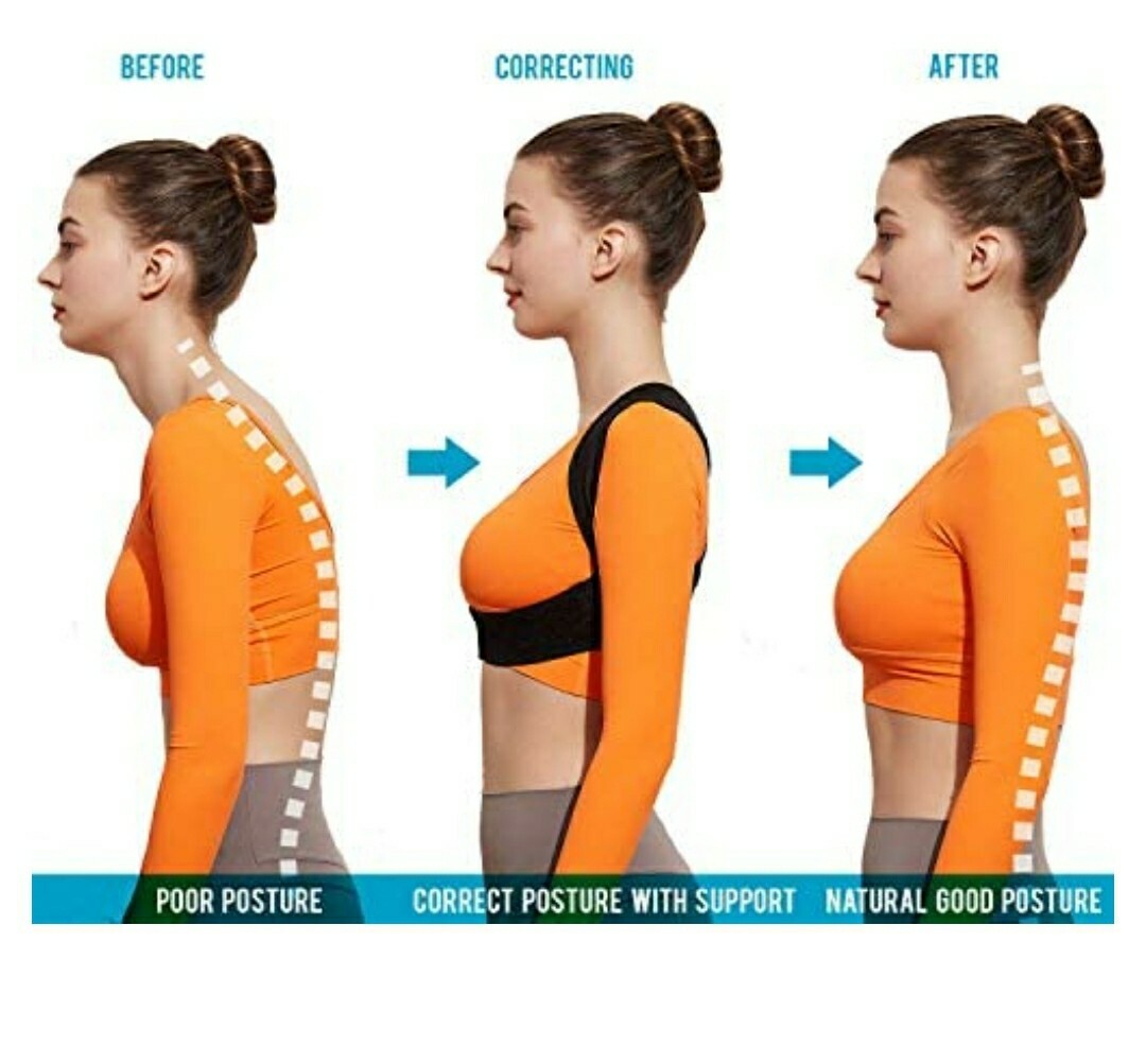 CARETRAS ADJUSTABLE UPPER BACK BRACE POSTURE CORRECTOR BLACK SZ MEDIUM. USA