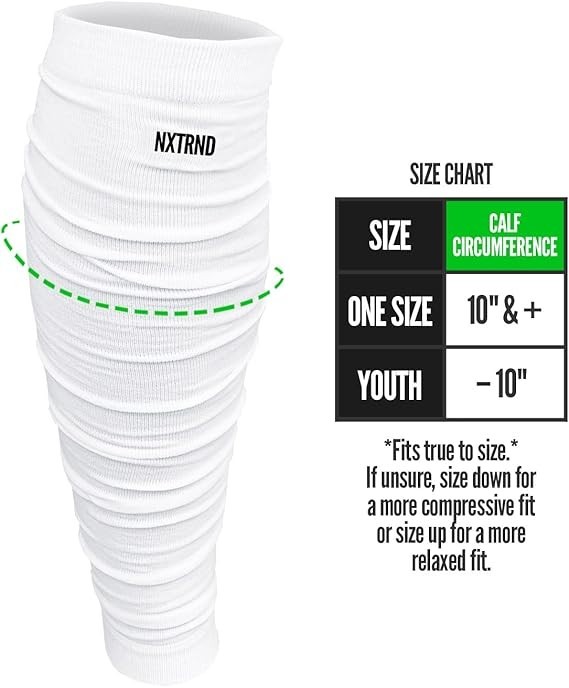 Nxtrnd Football Leg Sleeves Calf Sleeves for Men & Boys Sold as a Pair White